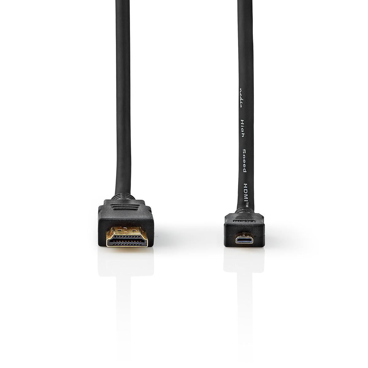 High Speed HDMI ™ Kabel mit Ethernet | HDMI™ Stecker | HDMI™ Micro Stecker | 4K@30Hz | 10.2 Gbps | 1.50 m | Rund | PVC | Schwarz | Aufhänger