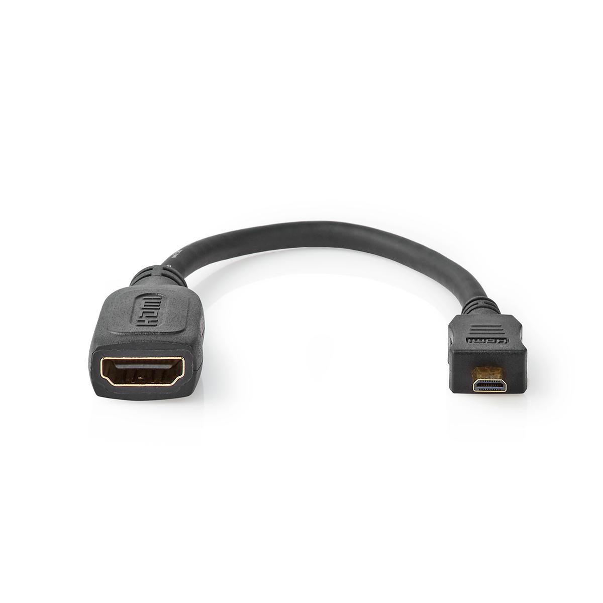 High Speed HDMI ™ Kabel mit Ethernet | HDMI™ Micro Stecker | HDMI™ Ausgang | 4K@30Hz | 10.2 Gbps | 0.20 m | Rund | ABS / PVC | Schwarz | Aufhänger