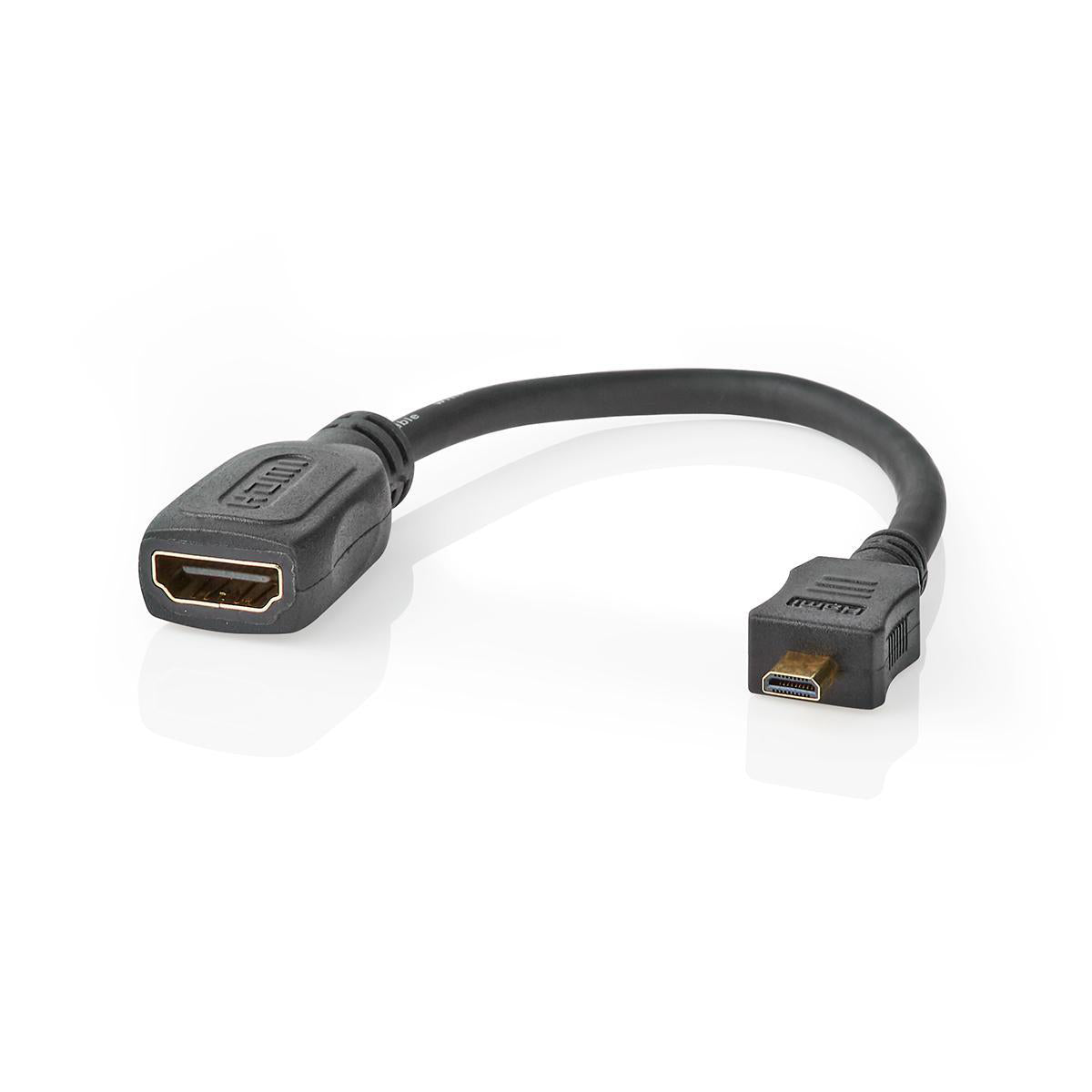 High Speed HDMI ™ Kabel mit Ethernet | HDMI™ Micro Stecker | HDMI™ Ausgang | 4K@30Hz | 10.2 Gbps | 0.20 m | Rund | ABS / PVC | Schwarz | Aufhänger