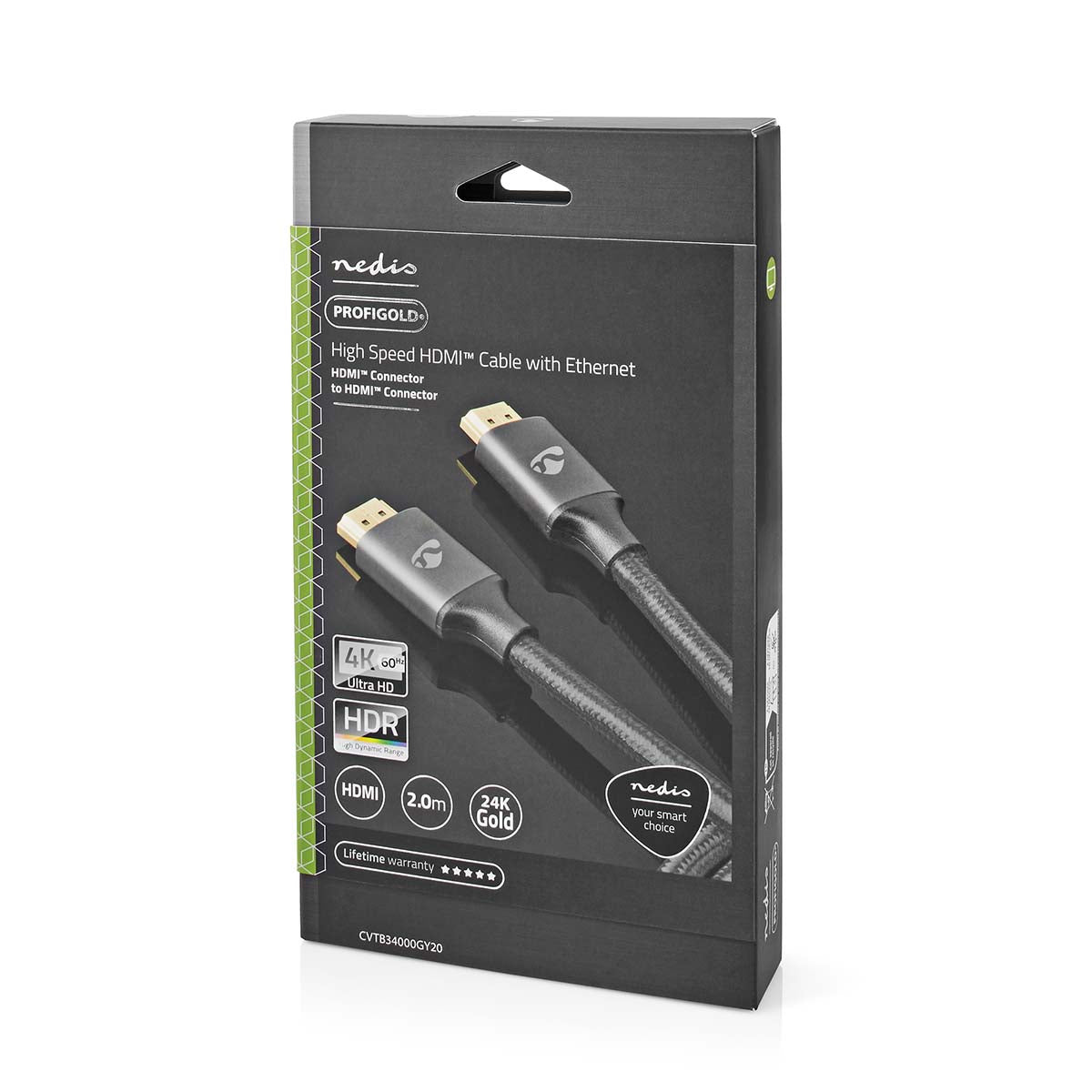 High Speed HDMI ™ Kabel mit Ethernet | HDMI™ Stecker | HDMI™ Stecker | 4K@60Hz | ARC | 18 Gbps | 2.00 m | Rund | Baumwolle | Grau / Gun Metal Grau | Verpackung mit Sichtfenster