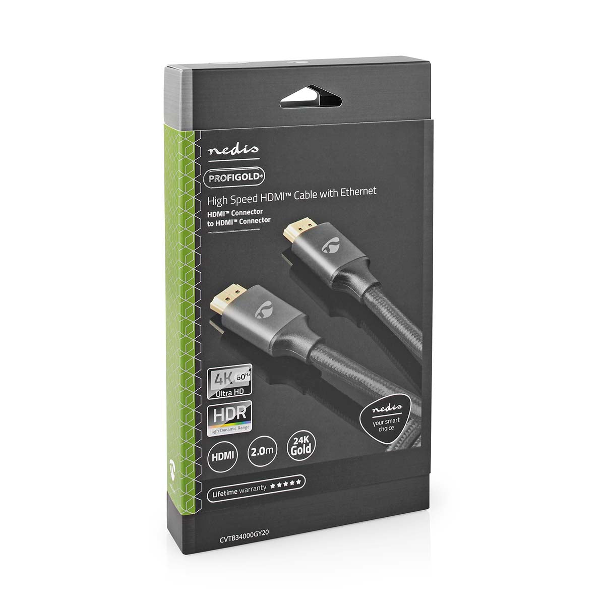 High Speed HDMI ™ Kabel mit Ethernet | HDMI™ Stecker | HDMI™ Stecker | 4K@60Hz | ARC | 18 Gbps | 2.00 m | Rund | Baumwolle | Grau / Gun Metal Grau | Verpackung mit Sichtfenster