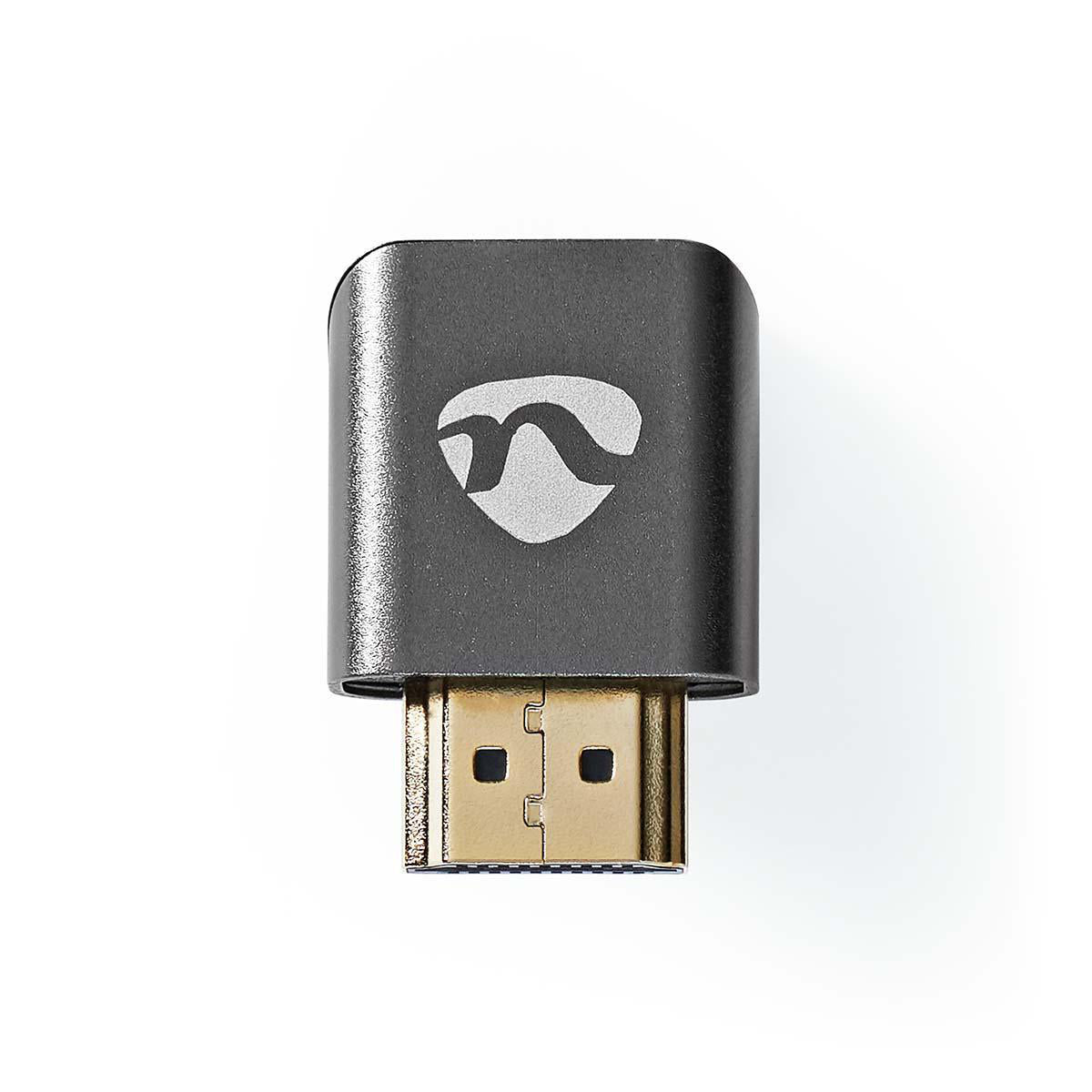 HDMI™ -Adapter | HDMI™ Stecker | HDMI™ Ausgang / HDMI™ Buchse | Vergoldet | 270° abgewinkelt | Aluminium | Gun Metal Grau | 1 Stück | Verpackung mit Sichtfenster