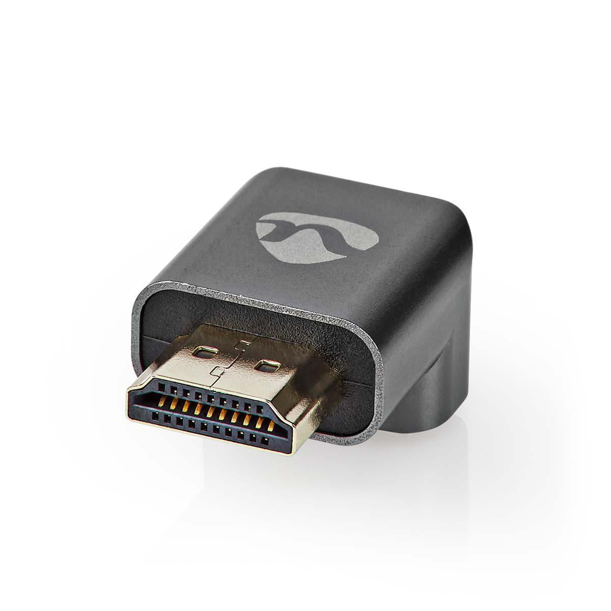 HDMI™ -Adapter | HDMI™ Stecker | HDMI™ Ausgang / HDMI™ Buchse | Vergoldet | 270° abgewinkelt | Aluminium | Gun Metal Grau | 1 Stück | Verpackung mit Sichtfenster