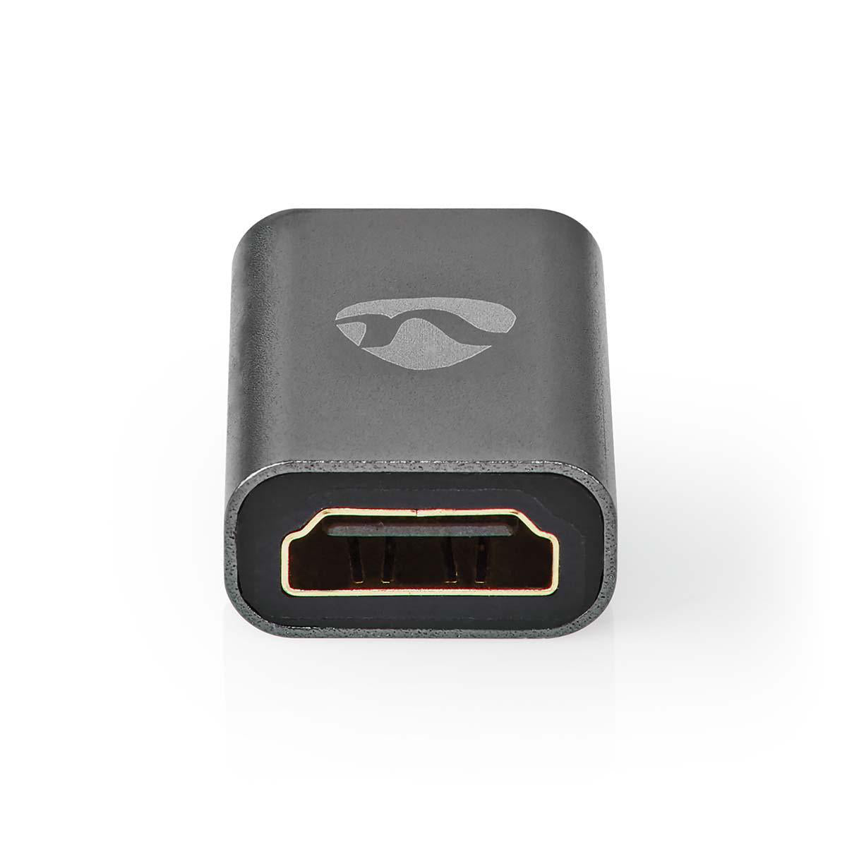 HDMI™ -Adapter | HDMI™ Mini Stecker / HDMI™ Stecker | HDMI™ Ausgang / HDMI™ Buchse | Vergoldet | Gerade | Aluminium | Gun Metal Grau | 1 Stück | Verpackung mit Sichtfenster