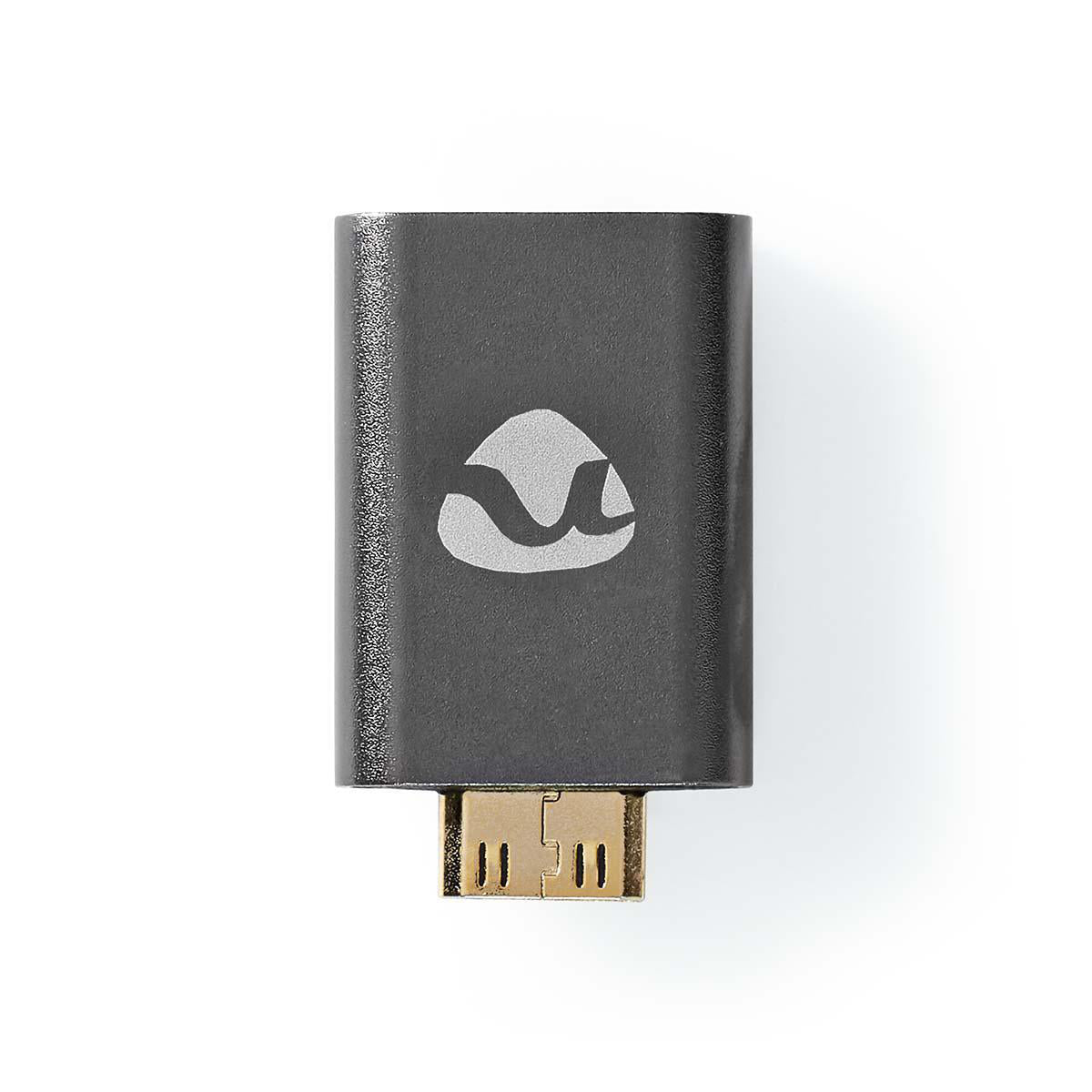 HDMI™ -Adapter | HDMI™ Mini Stecker / HDMI™ Stecker | HDMI™ Ausgang / HDMI™ Buchse | Vergoldet | Gerade | Aluminium | Gun Metal Grau | 1 Stück | Verpackung mit Sichtfenster