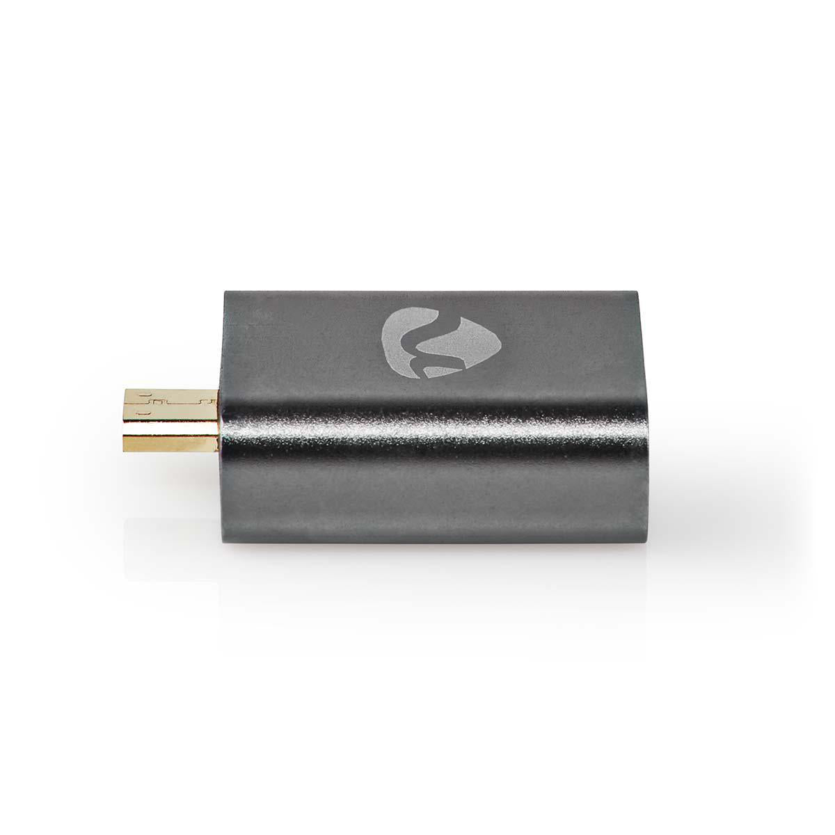 HDMI™ -Adapter | HDMI™ Micro Stecker / HDMI™ Stecker | HDMI™ Ausgang / HDMI™ Buchse | Vergoldet | Gerade | Aluminium | Gun Metal Grau | 1 Stück | Verpackung mit Sichtfenster