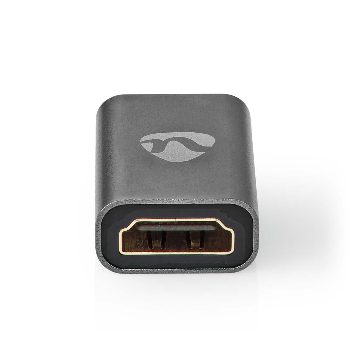 HDMI™ -Adapter | HDMI™ Micro Stecker / HDMI™ Stecker | HDMI™ Ausgang / HDMI™ Buchse | Vergoldet | Gerade | Aluminium | Gun Metal Grau | 1 Stück | Verpackung mit Sichtfenster