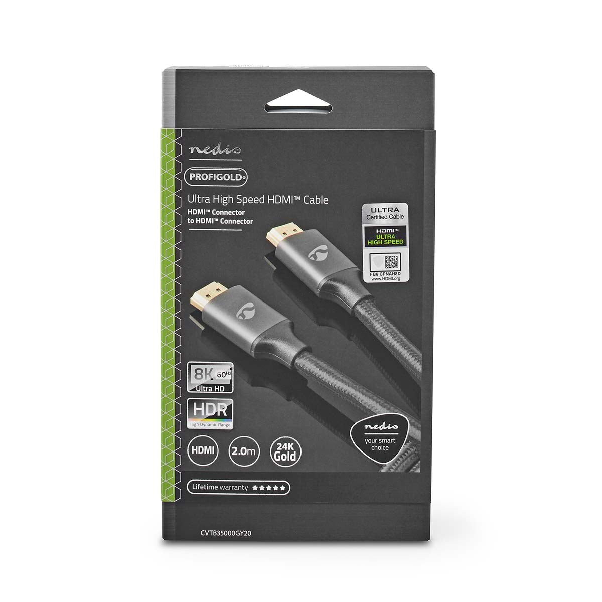 Ultra High Speed HDMI ™ -Kabel | HDMI™ Stecker | HDMI™ Stecker | 8K@60Hz | 48 Gbps | 2.00 m | Rund | 6.3 mm | Anthrazit / Gun Metal Grau | Verpackung mit Sichtfenster