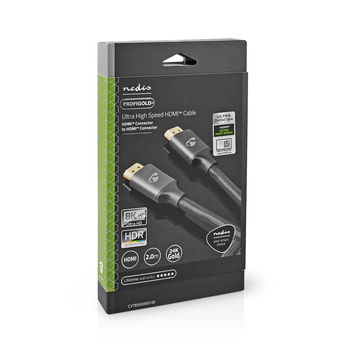 Ultra High Speed HDMI ™ -Kabel | HDMI™ Stecker | HDMI™ Stecker | 8K@60Hz | 48 Gbps | 2.00 m | Rund | 6.3 mm | Anthrazit / Gun Metal Grau | Verpackung mit Sichtfenster