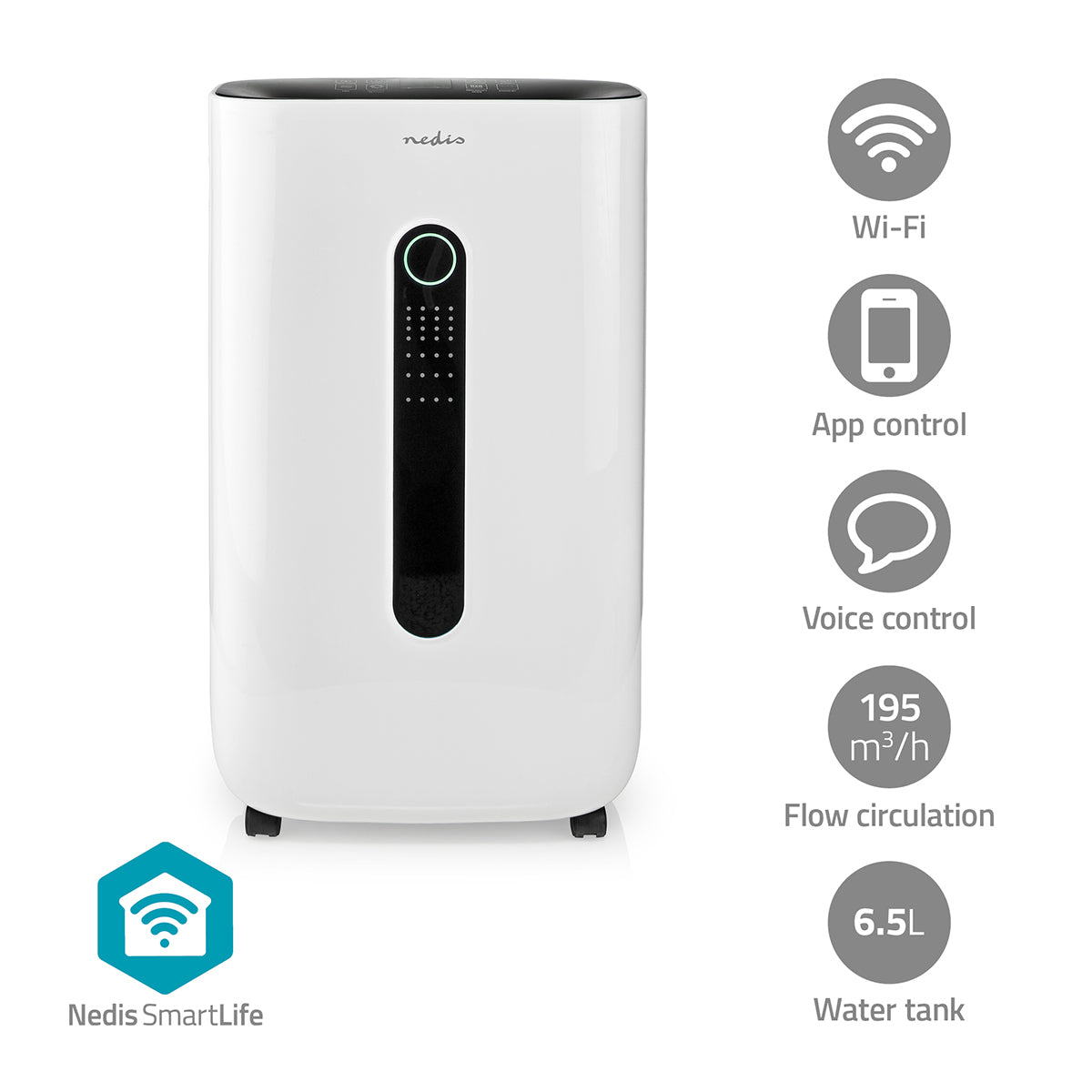 SmartLife Luftentfeuchter | Wi-Fi | 20 l/Tag | Entfeuchtung / Kontinuierlich / Trockene wäsche / Belüftung | Android™ / IOS | Einstellbarer hygrostat | 195 m³/h