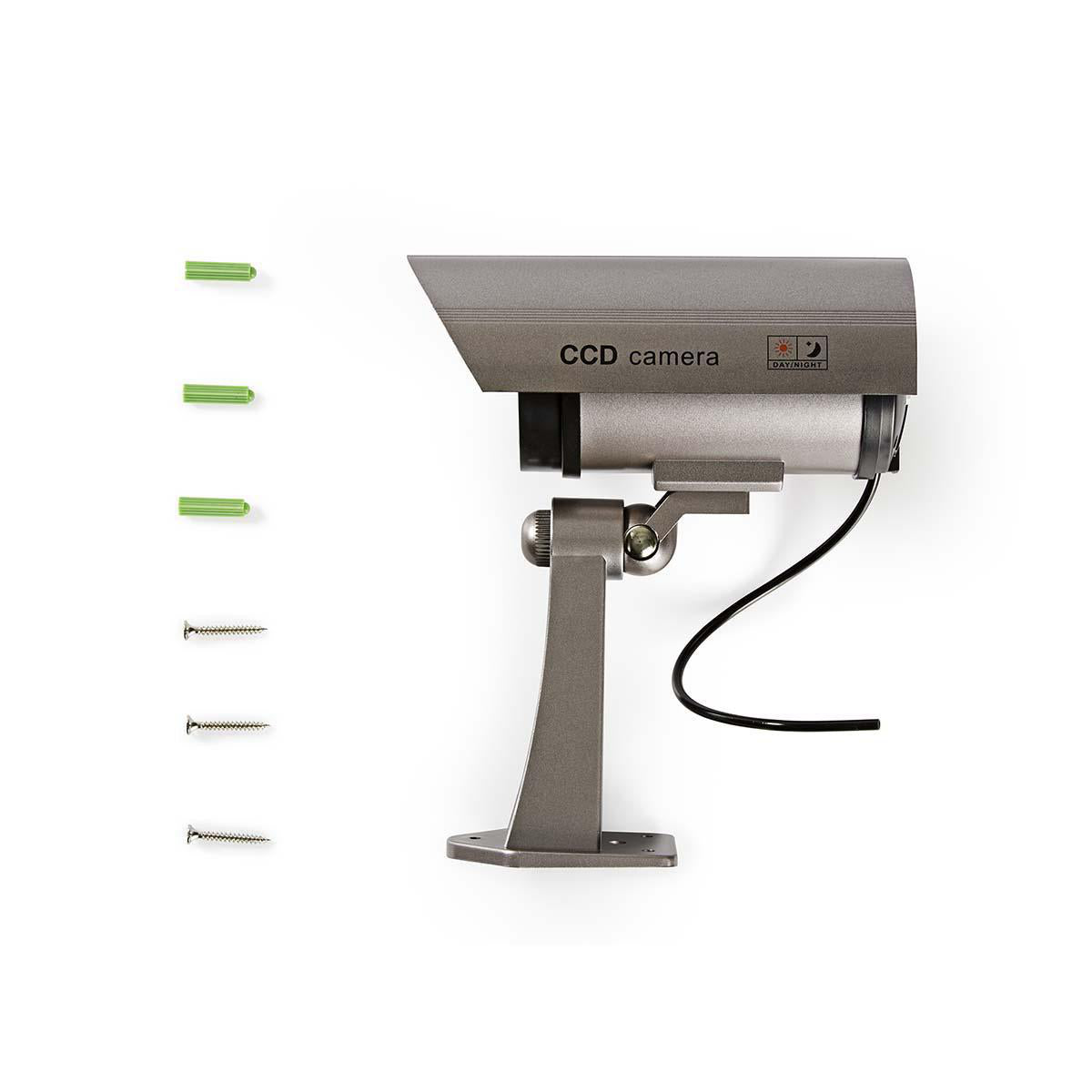 Dummy-Überwachungskamera | Kugel | IP44 | Batteriebetrieben | Aussenbereich | inkl. Wandhalterung | Grau