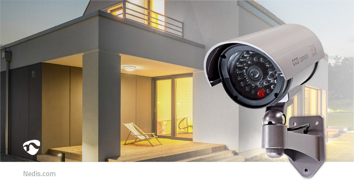 Dummy-Überwachungskamera | Kugel | IP44 | Batteriebetrieben | Aussenbereich | inkl. Wandhalterung | Grau