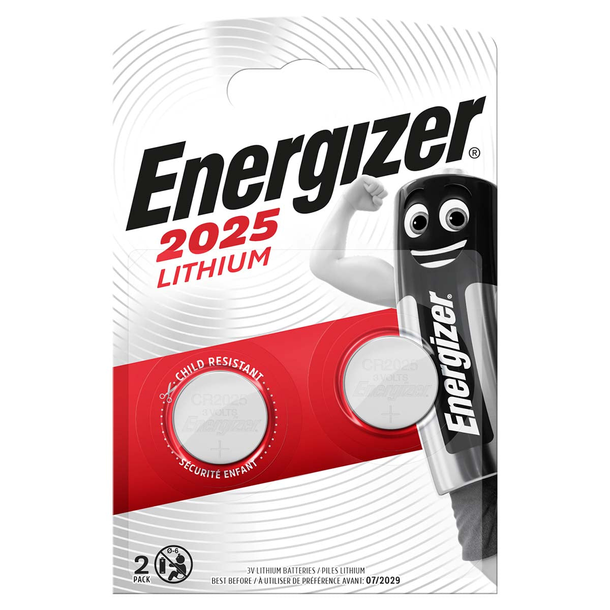 Lithium-Knopfzellenbatterie CR2025 | 3 V DC | 2-Blister | Silber