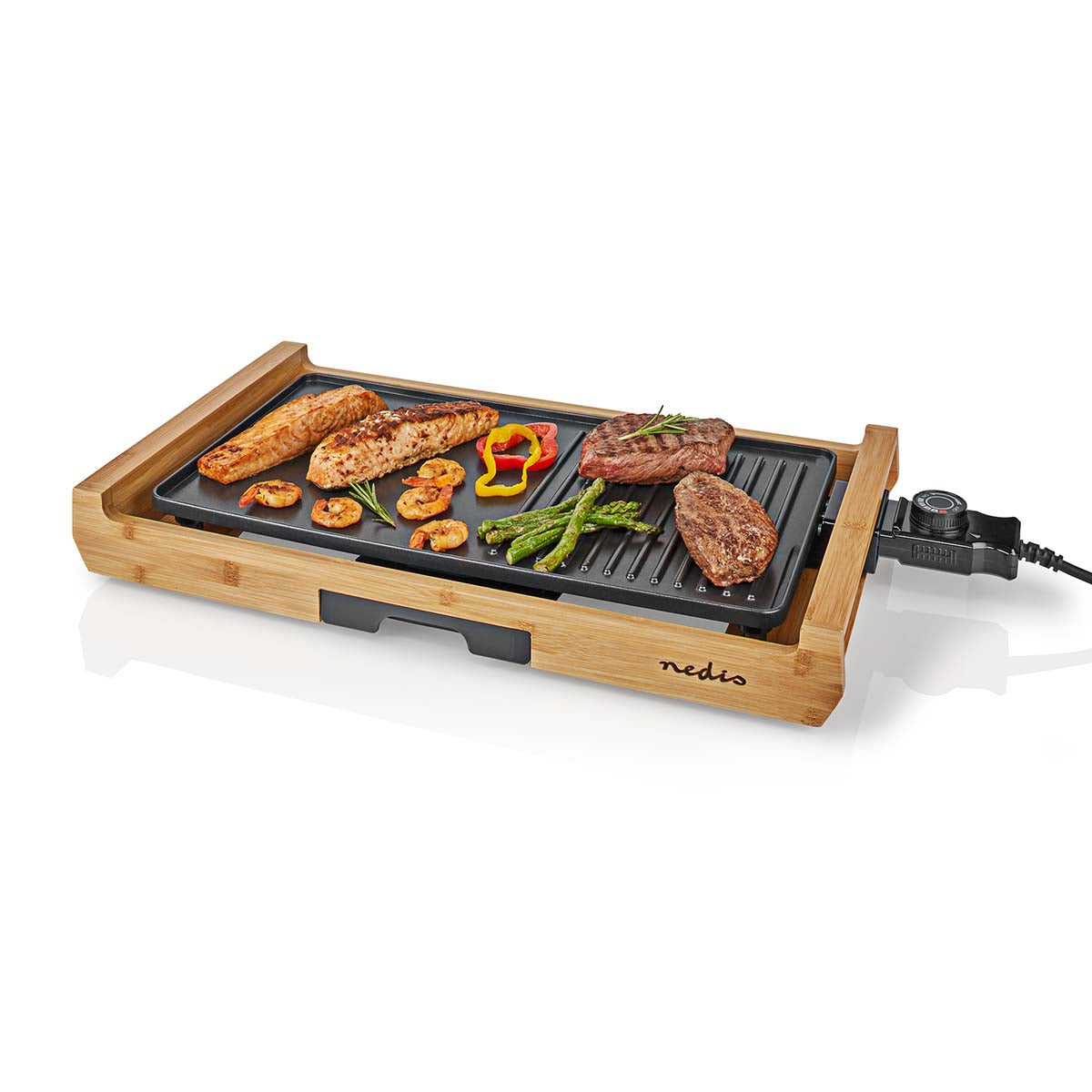 Teppanyaki-Tischgrill | Backfläche (L x B): 43 x 23 cm | Anzahl der Personen: 6 Personen | Antihaft-Beschichtung | 4 Wärmeeinstellungen