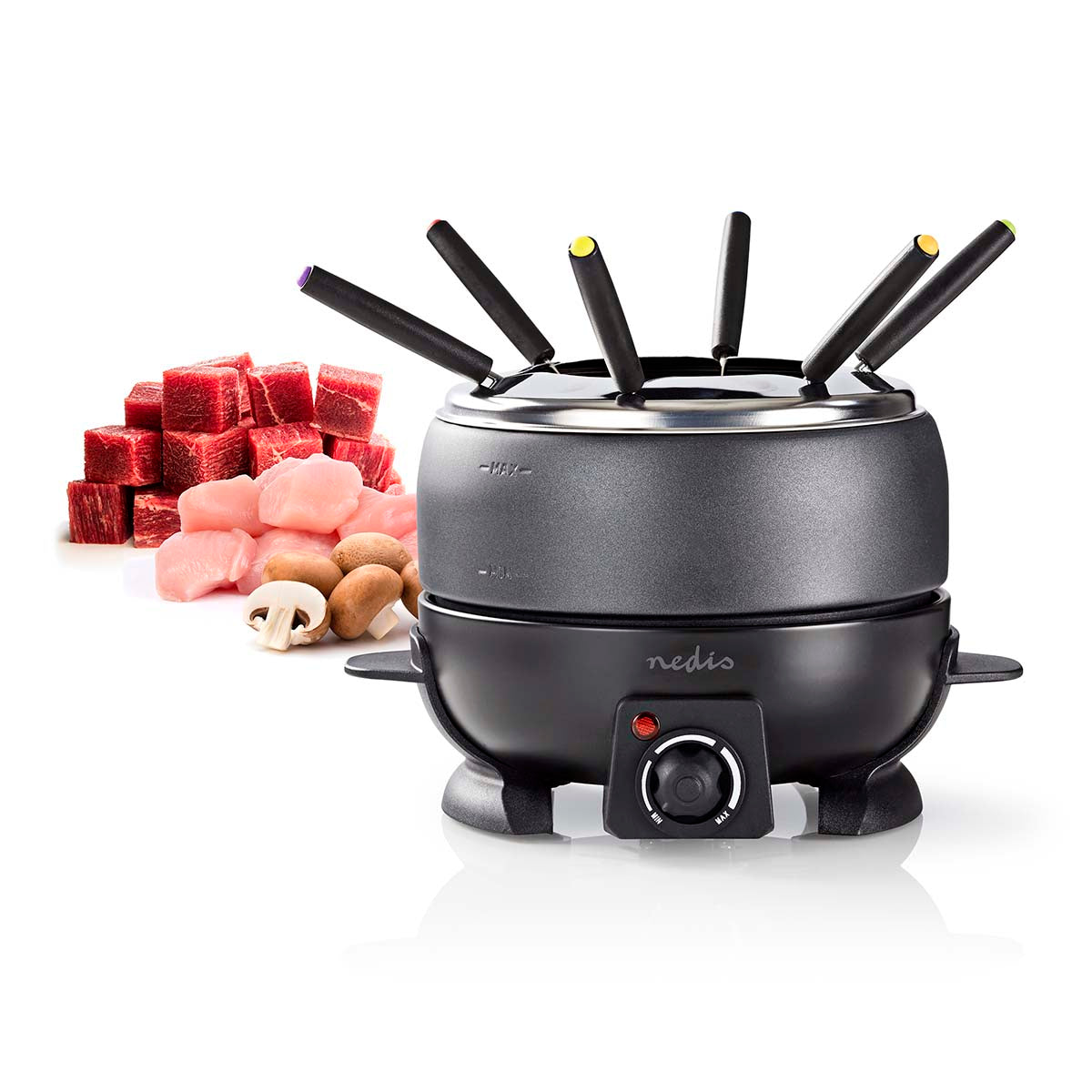 Fondue-Set | 6 Personen | 2.3 l | Einstellbare Temperaturregelung | 800 W | Cool touch Griff | Anti-Rutschboden | Überhitzungsschutz