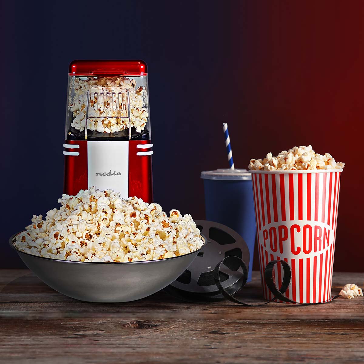 Popcorngerät | 1200 W | 2 - 4 min | Red / Weiss