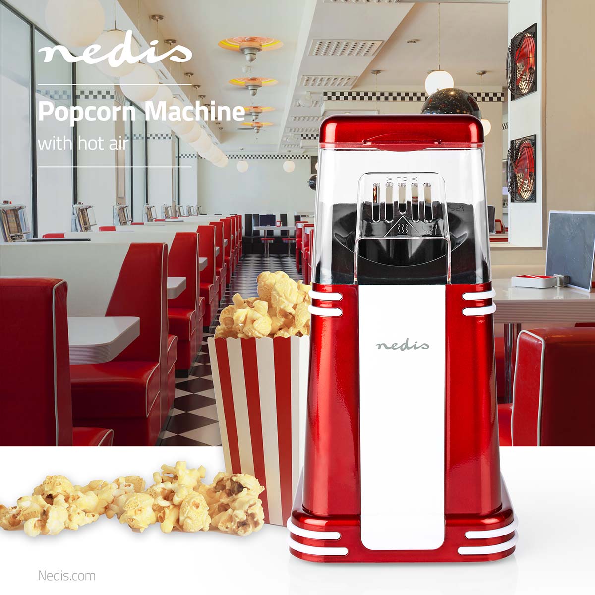 Popcorngerät | 1200 W | 2 - 4 min | Red / Weiss