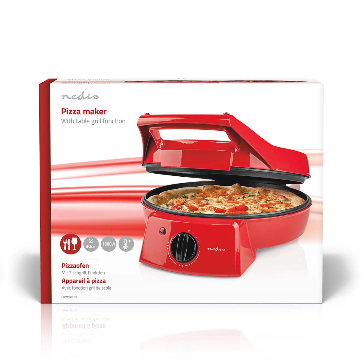 Pizzaofen und Grill | 30 cm | Einstellbare Temperaturregelung | 1800 W