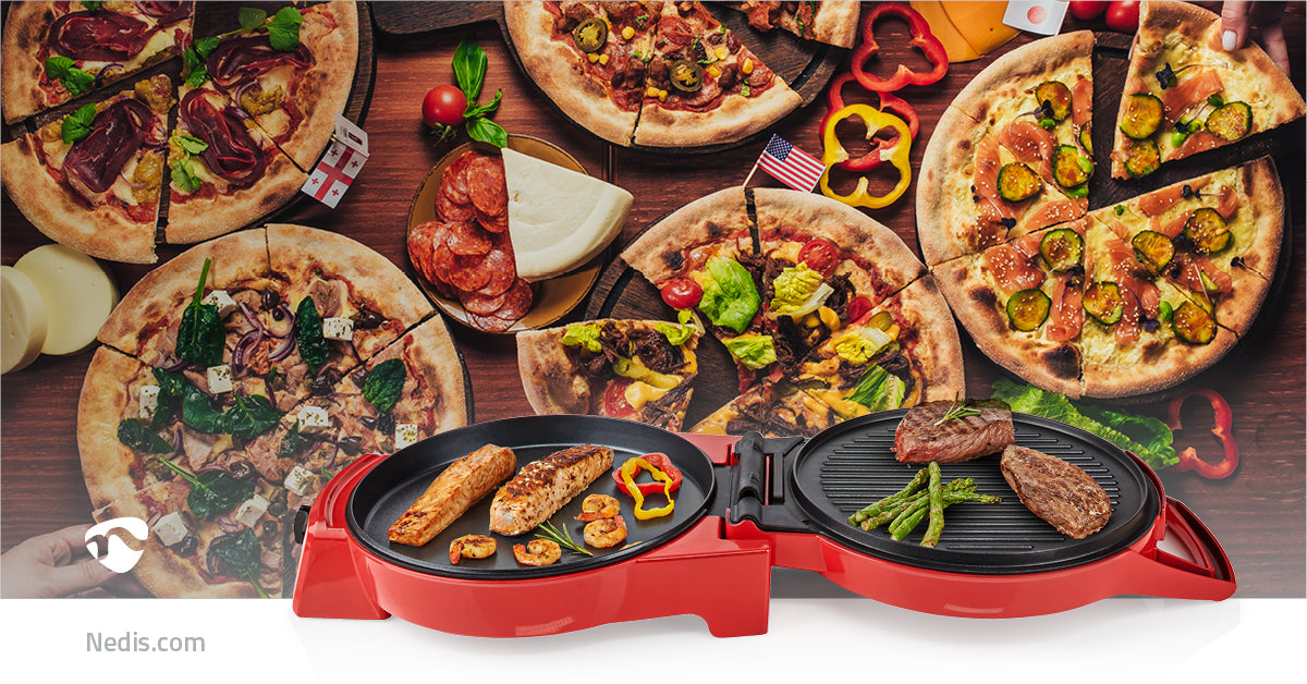 Pizzaofen und Grill | 30 cm | Einstellbare Temperaturregelung | 1800 W