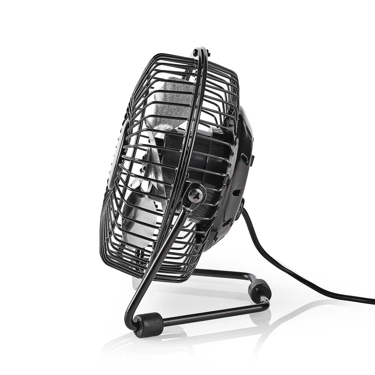 Tischventilator | Stromversorgung über USB | Durchmesser: 100 mm | 3 W | 1-Geschwindigkeitsstufen | Schwarz