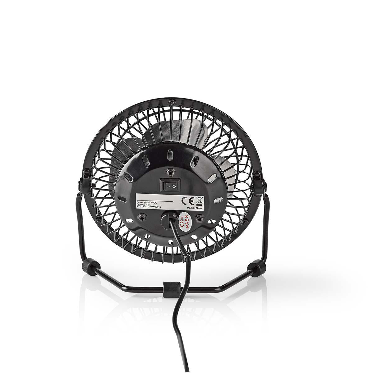 Tischventilator | Stromversorgung über USB | Durchmesser: 100 mm | 3 W | 1-Geschwindigkeitsstufen | Schwarz