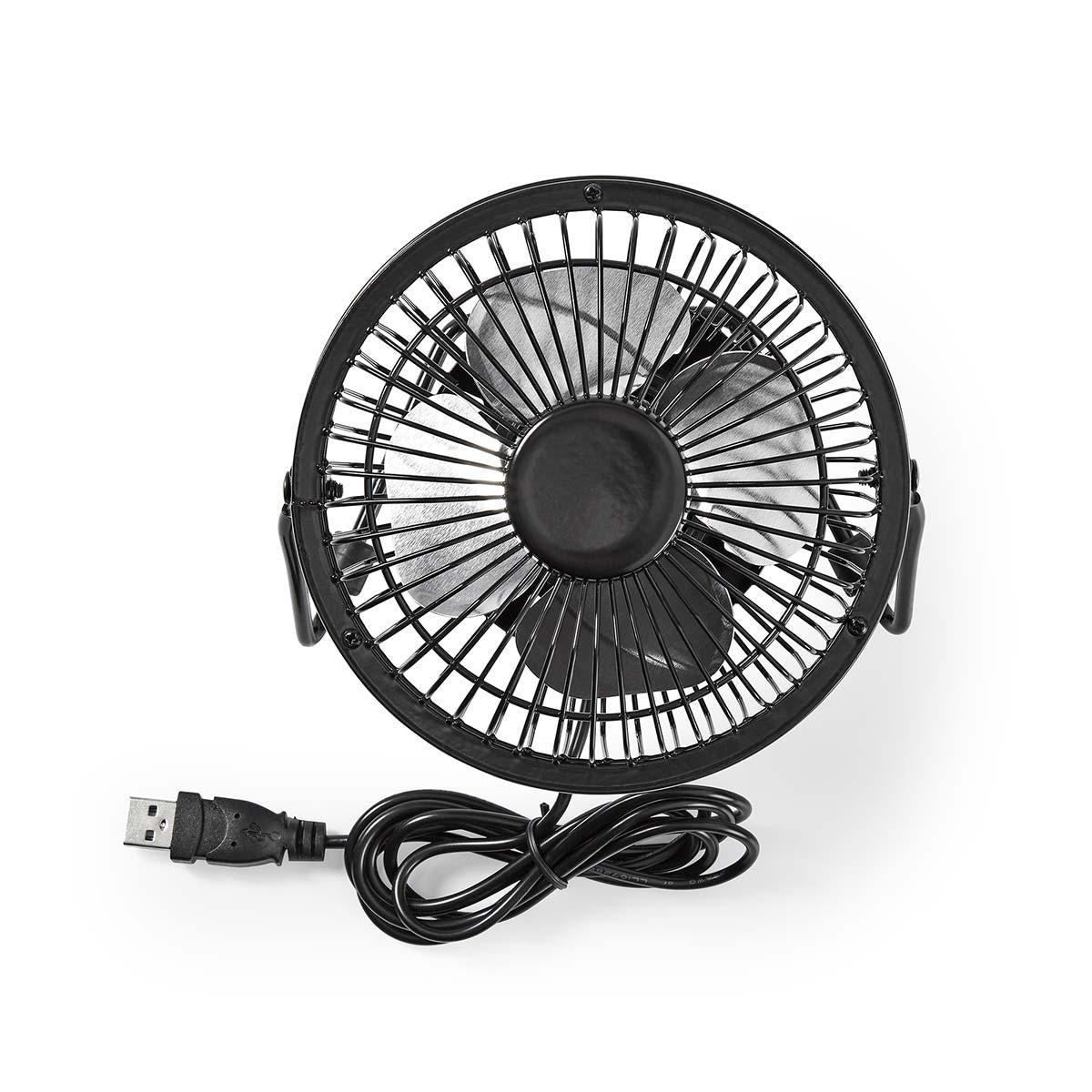 Tischventilator | Stromversorgung über USB | Durchmesser: 100 mm | 3 W | 1-Geschwindigkeitsstufen | Schwarz