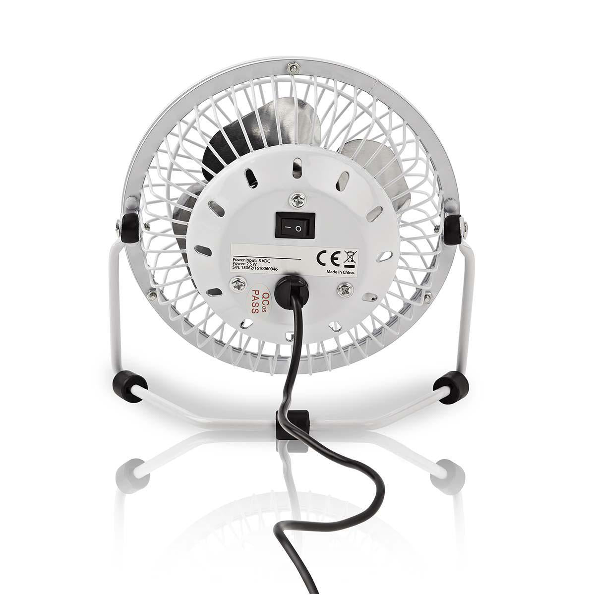 Tischventilator | Stromversorgung über USB | Durchmesser: 100 mm | 3 W | 1-Geschwindigkeitsstufen | Weiss