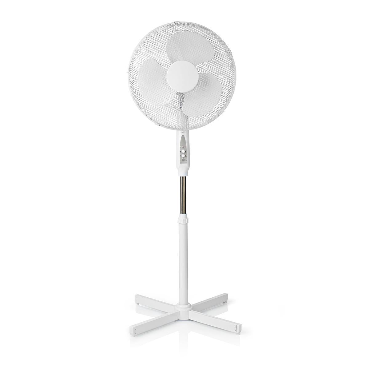 Standventilator | Durchmesser: 400 mm | 3-Geschwindigkeitsstufen | Oszillation | 45 W | Verstellbare Höhe | Abschalt-Timer | Fernbedienung | Rotationseinstellung: Natürlich/Schlaf | Weiss