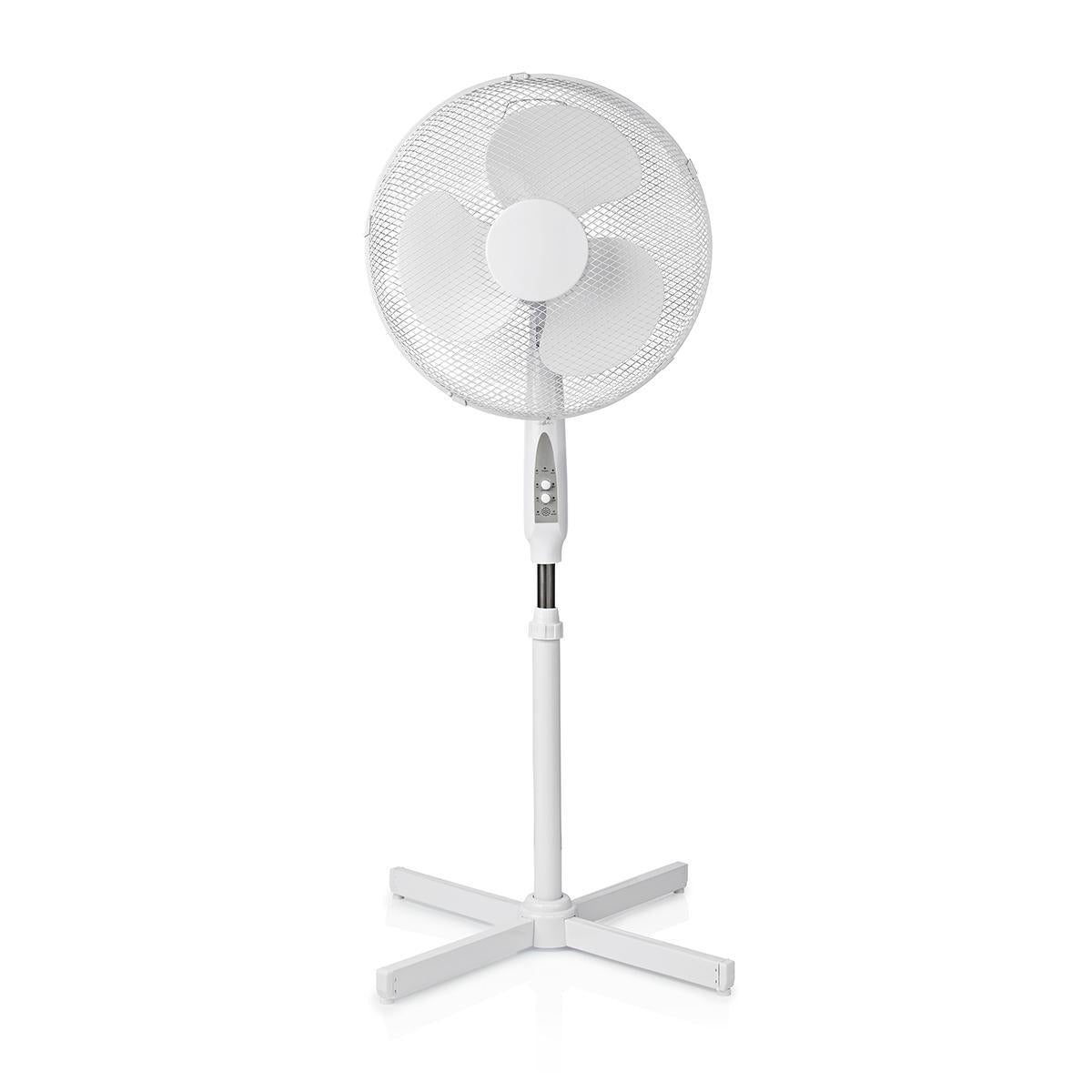 Standventilator | Durchmesser: 400 mm | 3-Geschwindigkeitsstufen | Oszillation | 45 W | Verstellbare Höhe | Abschalt-Timer | Fernbedienung | Rotationseinstellung: Natürlich/Schlaf | Weiss