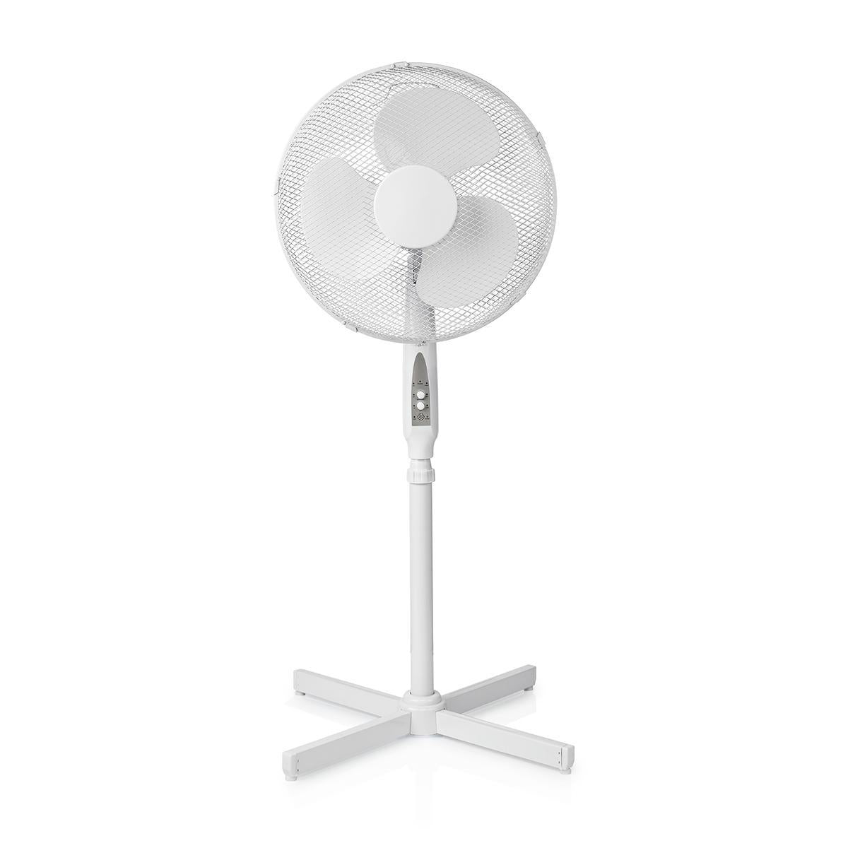 Standventilator | Durchmesser: 400 mm | 3-Geschwindigkeitsstufen | Oszillation | 45 W | Verstellbare Höhe | Abschalt-Timer | Fernbedienung | Rotationseinstellung: Natürlich/Schlaf | Weiss