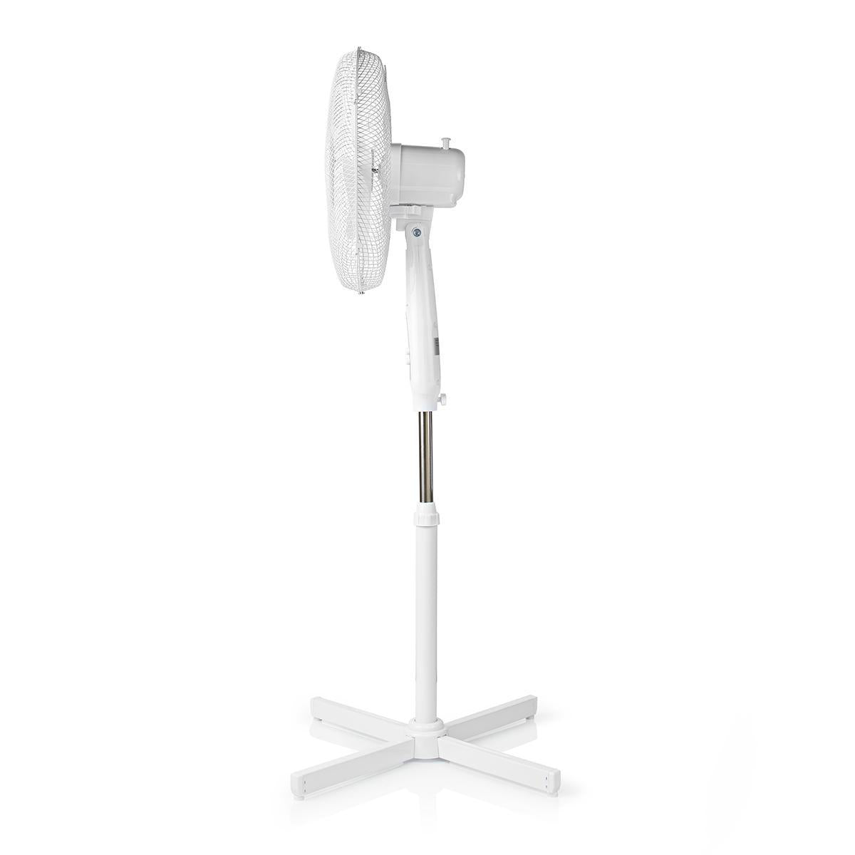 Standventilator | Durchmesser: 400 mm | 3-Geschwindigkeitsstufen | Oszillation | 45 W | Verstellbare Höhe | Abschalt-Timer | Fernbedienung | Rotationseinstellung: Natürlich/Schlaf | Weiss