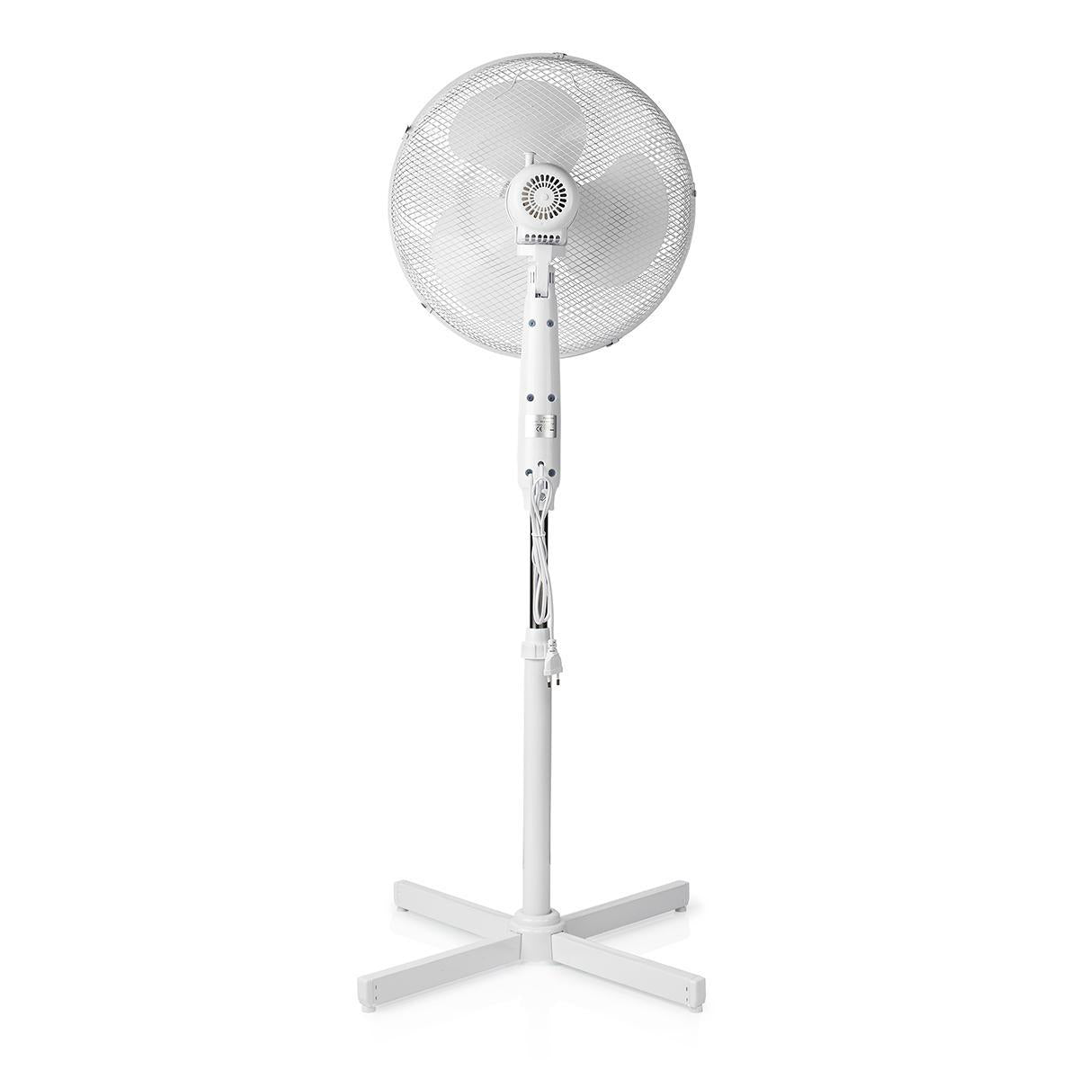 Standventilator | Durchmesser: 400 mm | 3-Geschwindigkeitsstufen | Oszillation | 45 W | Verstellbare Höhe | Abschalt-Timer | Fernbedienung | Rotationseinstellung: Natürlich/Schlaf | Weiss