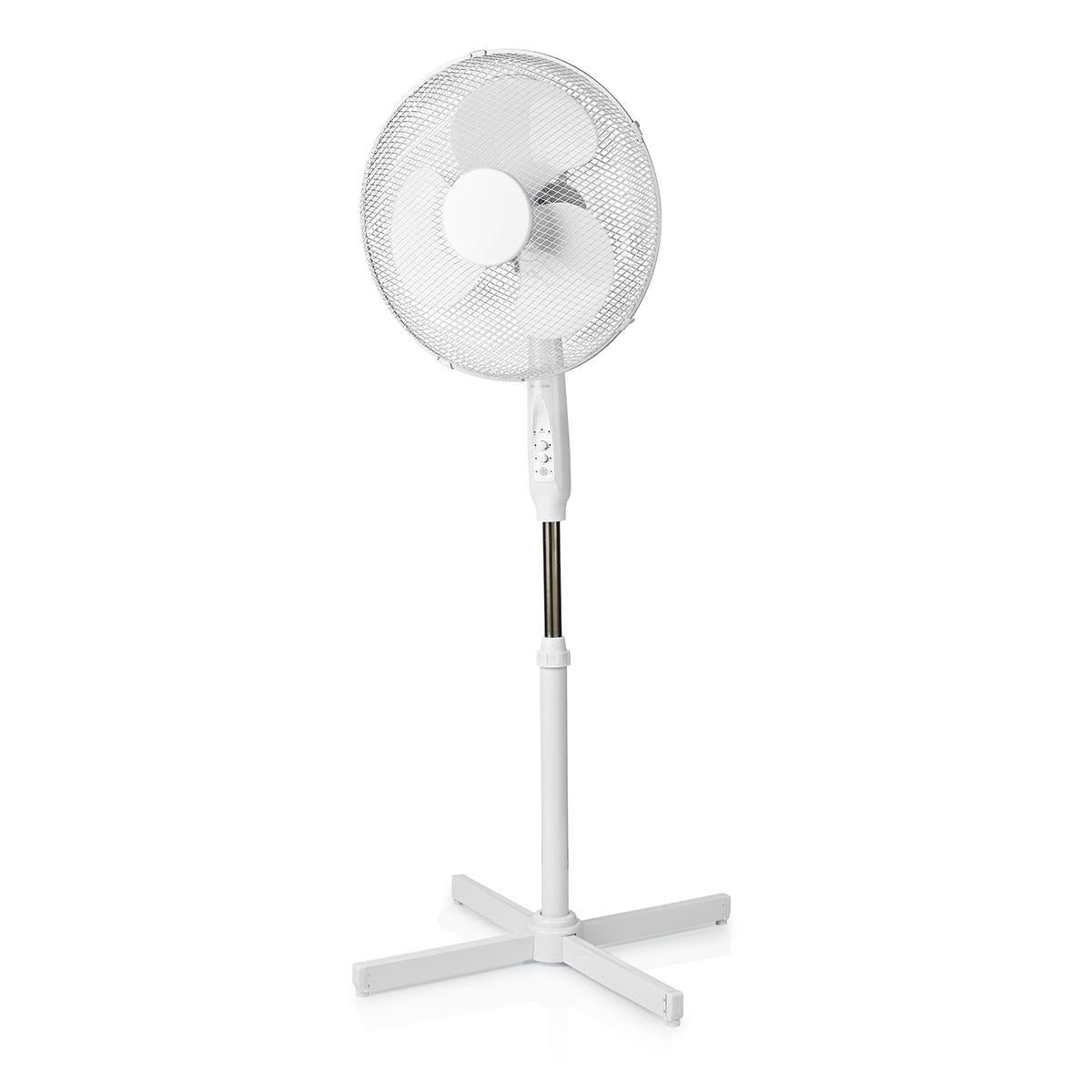 Standventilator | Durchmesser: 400 mm | 3-Geschwindigkeitsstufen | Oszillation | 45 W | Verstellbare Höhe | Abschalt-Timer | Fernbedienung | Rotationseinstellung: Natürlich/Schlaf | Weiss