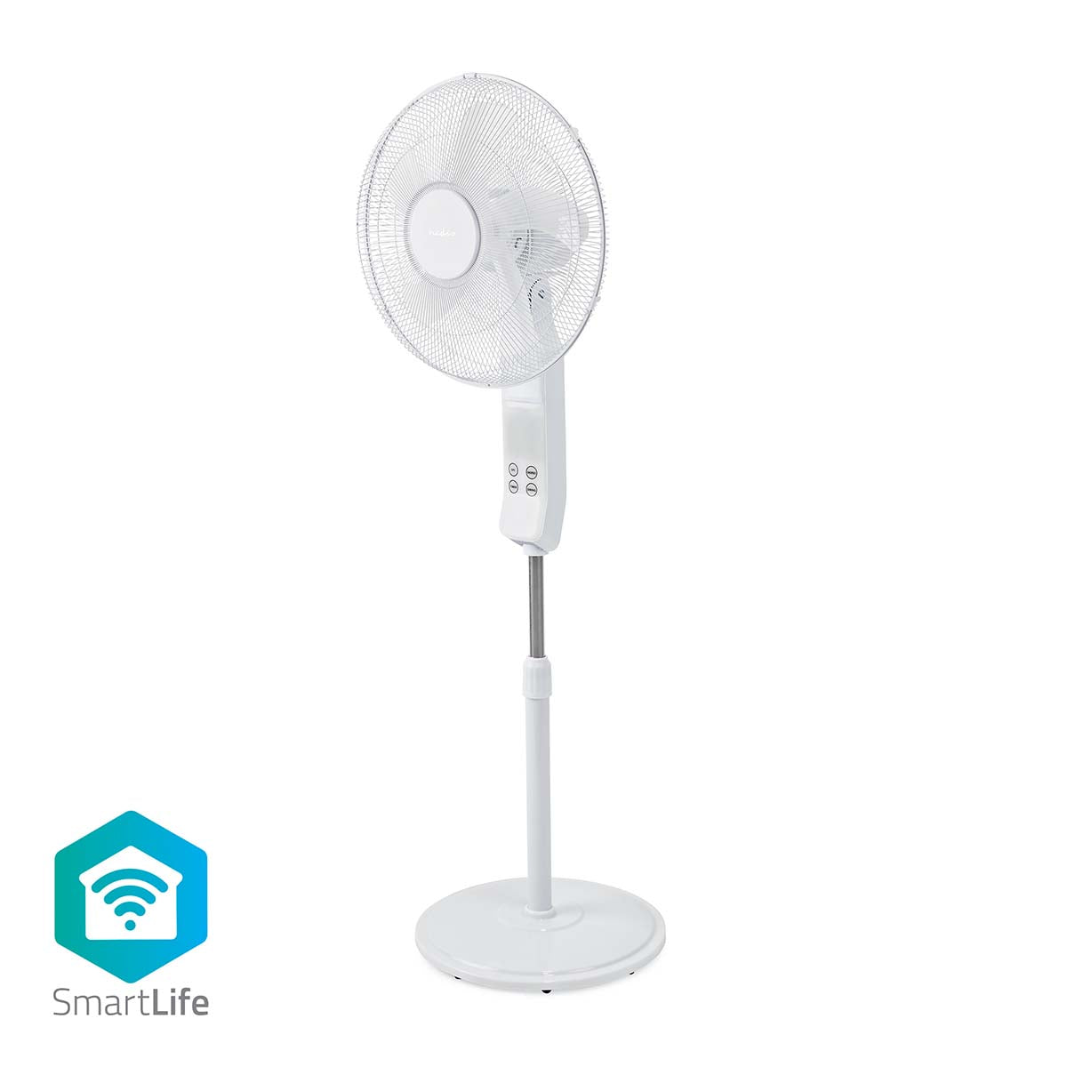 SmartLife Lüfter | Wi-Fi | 400 mm | Verstellbare Höhe | automatisch drehbar | 3-Geschwindigkeitsstufen | Timer | Fernbedienung | Android™ / IOS | Weiss