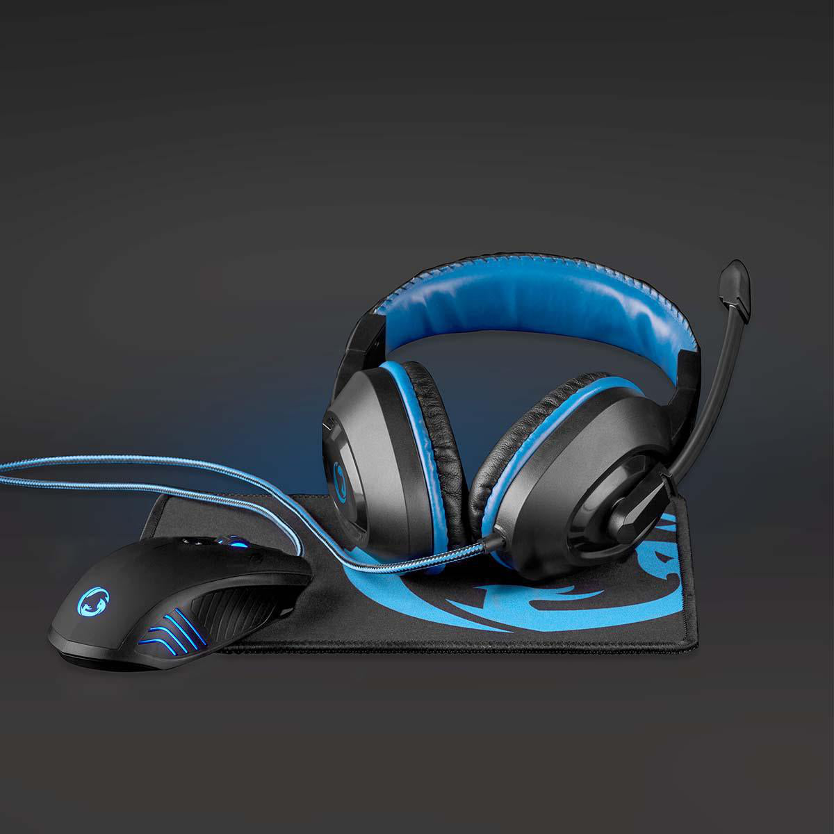 Gaming Combo Kit | 3 in 1 | Headset, Maus und Mauspad | Blau / Schwarz