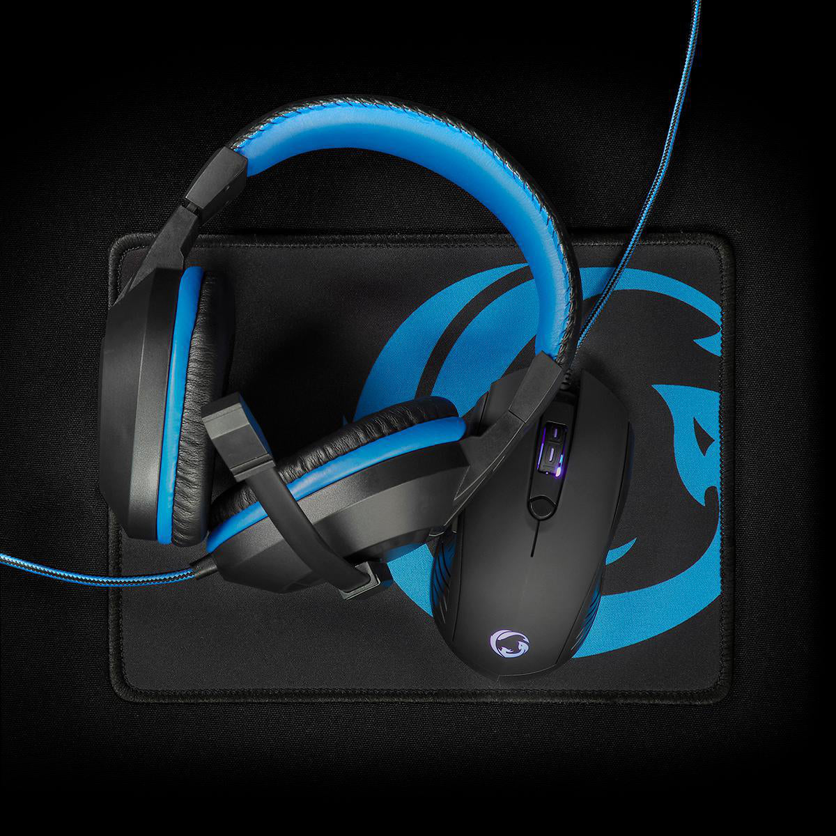 Gaming Combo Kit | 3 in 1 | Headset, Maus und Mauspad | Blau / Schwarz