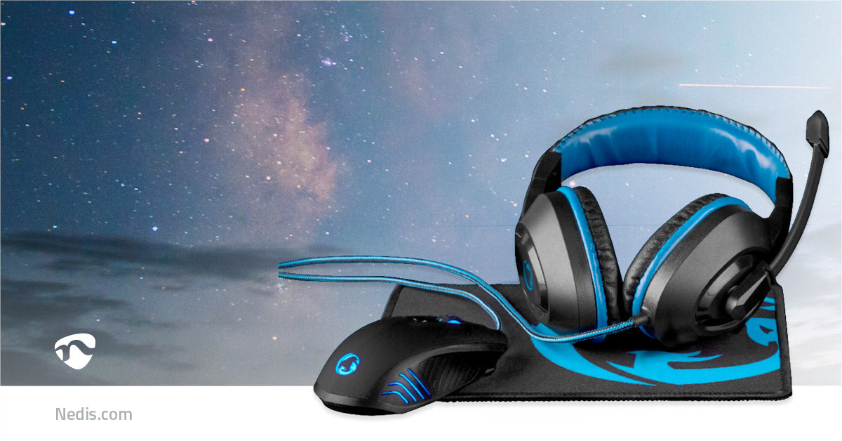 Gaming Combo Kit | 3 in 1 | Headset, Maus und Mauspad | Blau / Schwarz