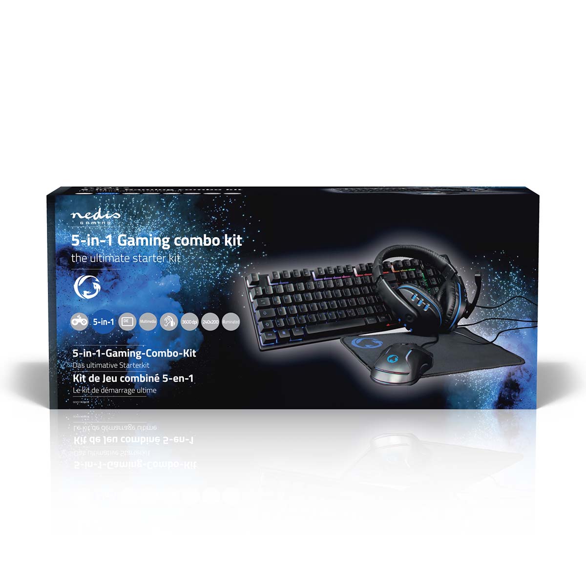 Gaming Combo Kit | 5-in-1 | Tastatur, Headset, Maus und Mauspad | Schwarz | QWERTZ | DE-Layout