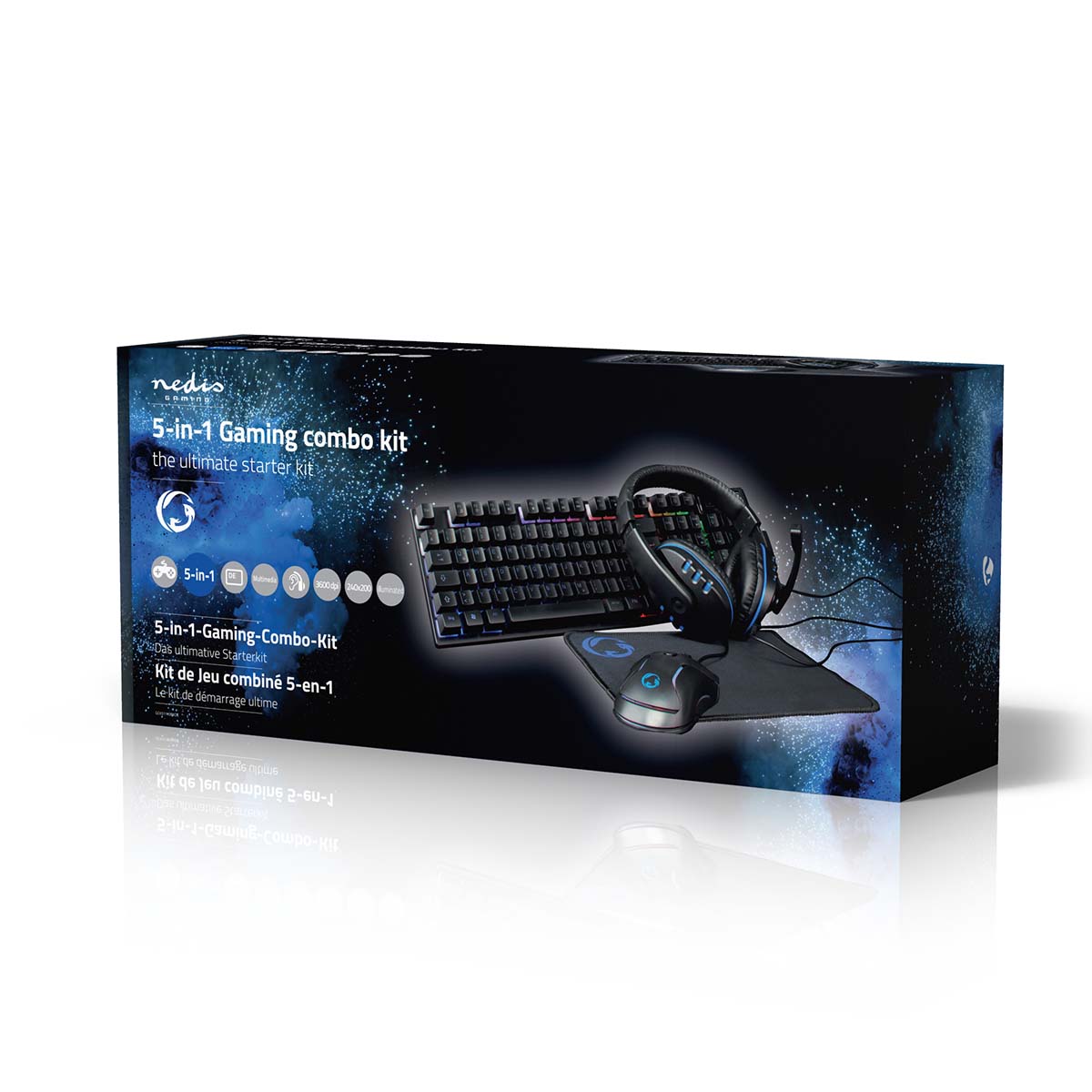 Gaming Combo Kit | 5-in-1 | Tastatur, Headset, Maus und Mauspad | Schwarz | QWERTZ | DE-Layout