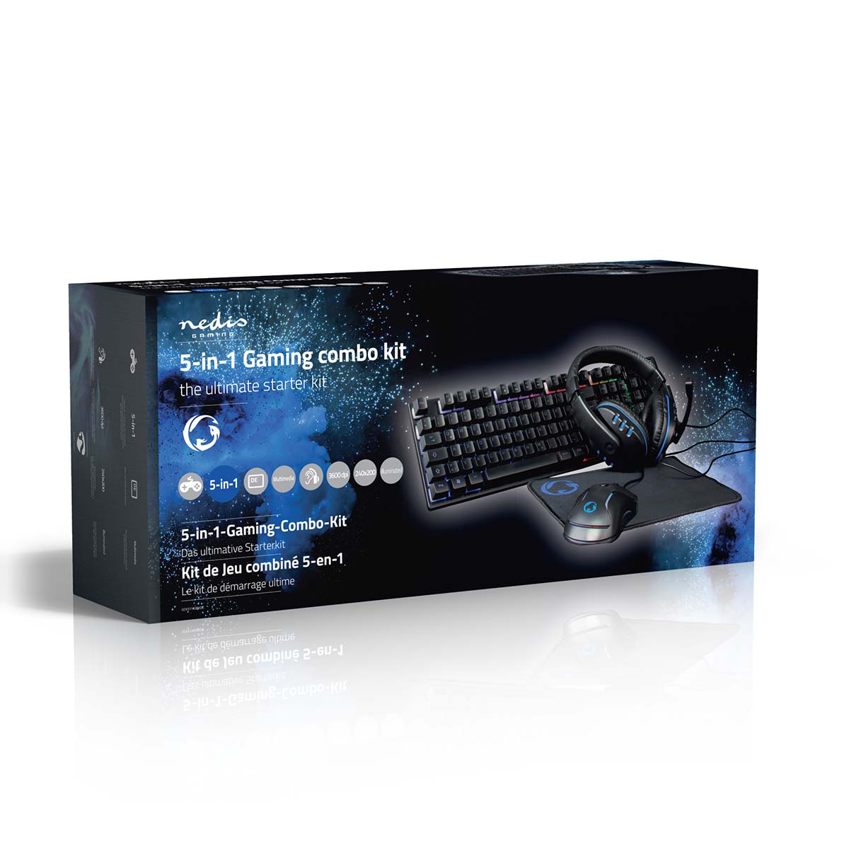 Gaming Combo Kit | 5-in-1 | Tastatur, Headset, Maus und Mauspad | Schwarz | QWERTZ | DE-Layout