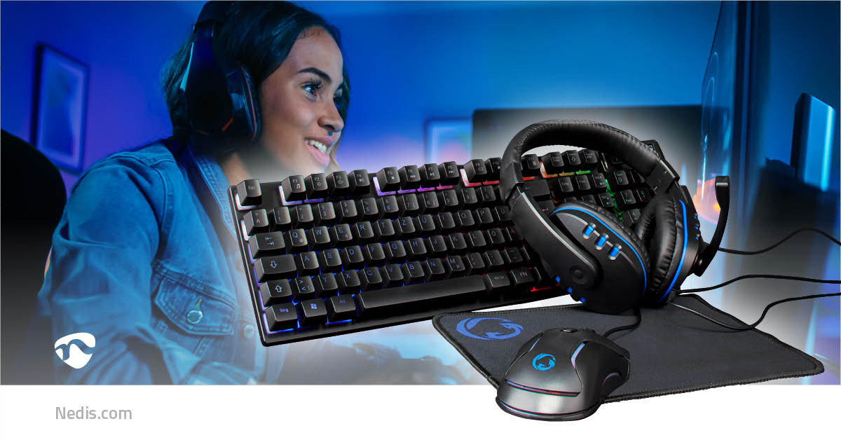 Gaming Combo Kit | 5-in-1 | Tastatur, Headset, Maus und Mauspad | Schwarz | QWERTZ | DE-Layout