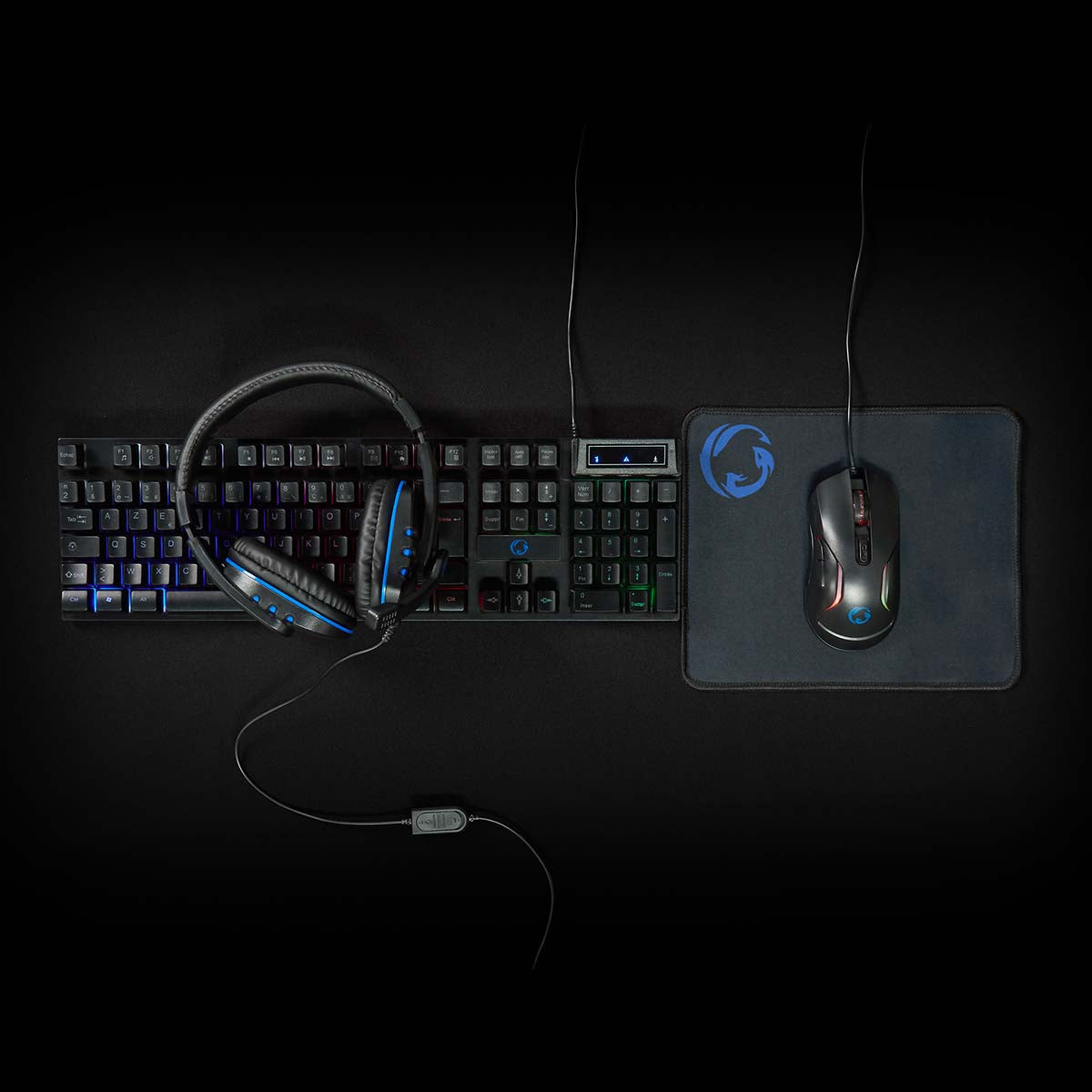 Gaming Combo Kit | 5-in-1 | Tastatur, Headset, Maus und Mauspad | Schwarz | AZERTY | FR-Layout