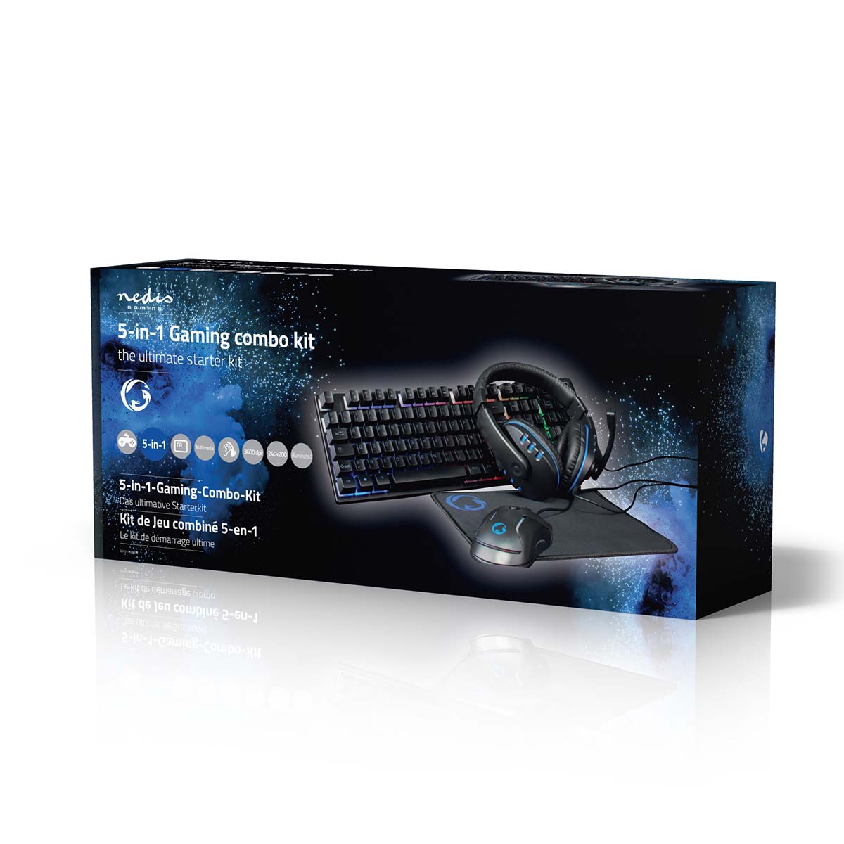 Gaming Combo Kit | 5-in-1 | Tastatur, Headset, Maus und Mauspad | Schwarz | AZERTY | FR-Layout