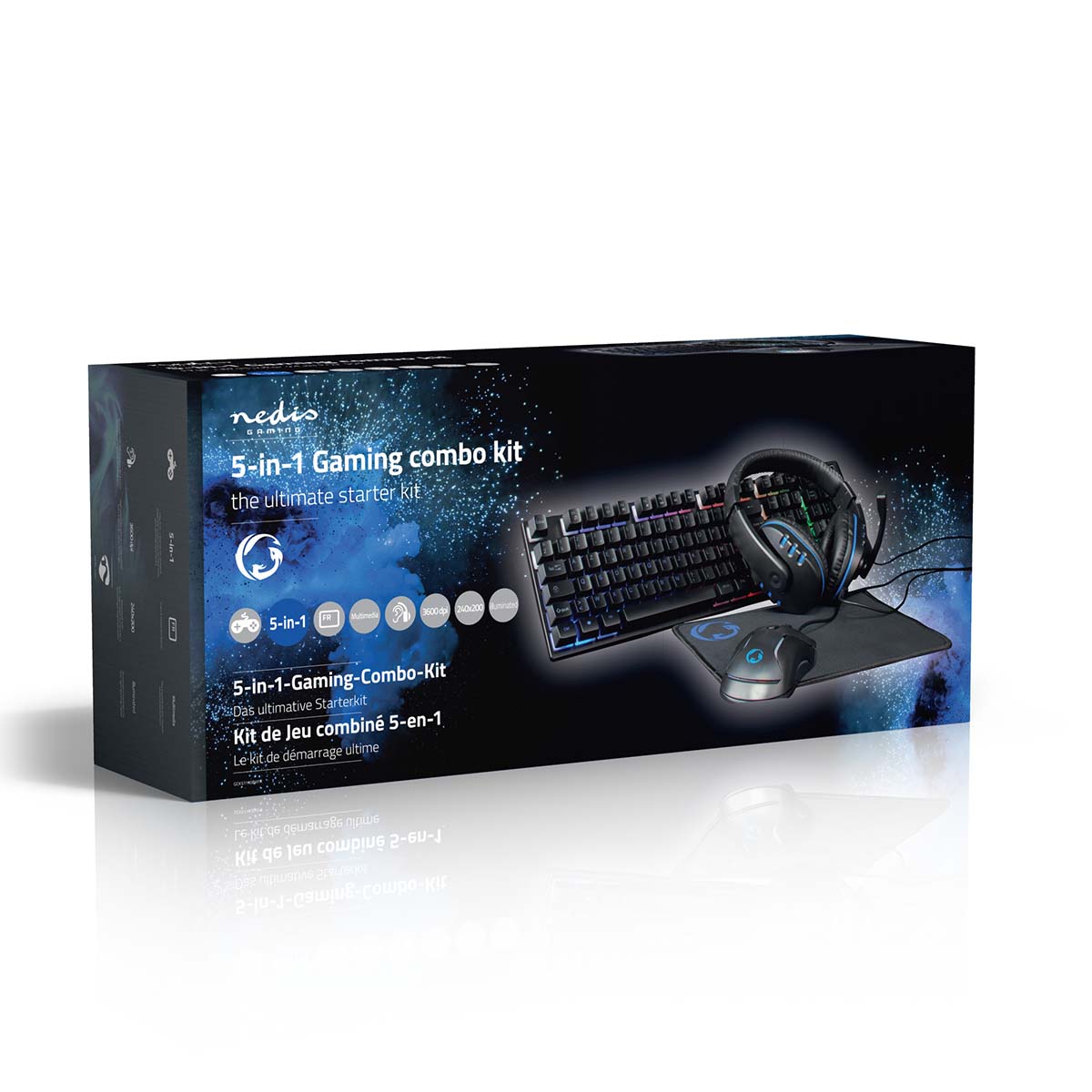 Gaming Combo Kit | 5-in-1 | Tastatur, Headset, Maus und Mauspad | Schwarz | AZERTY | FR-Layout