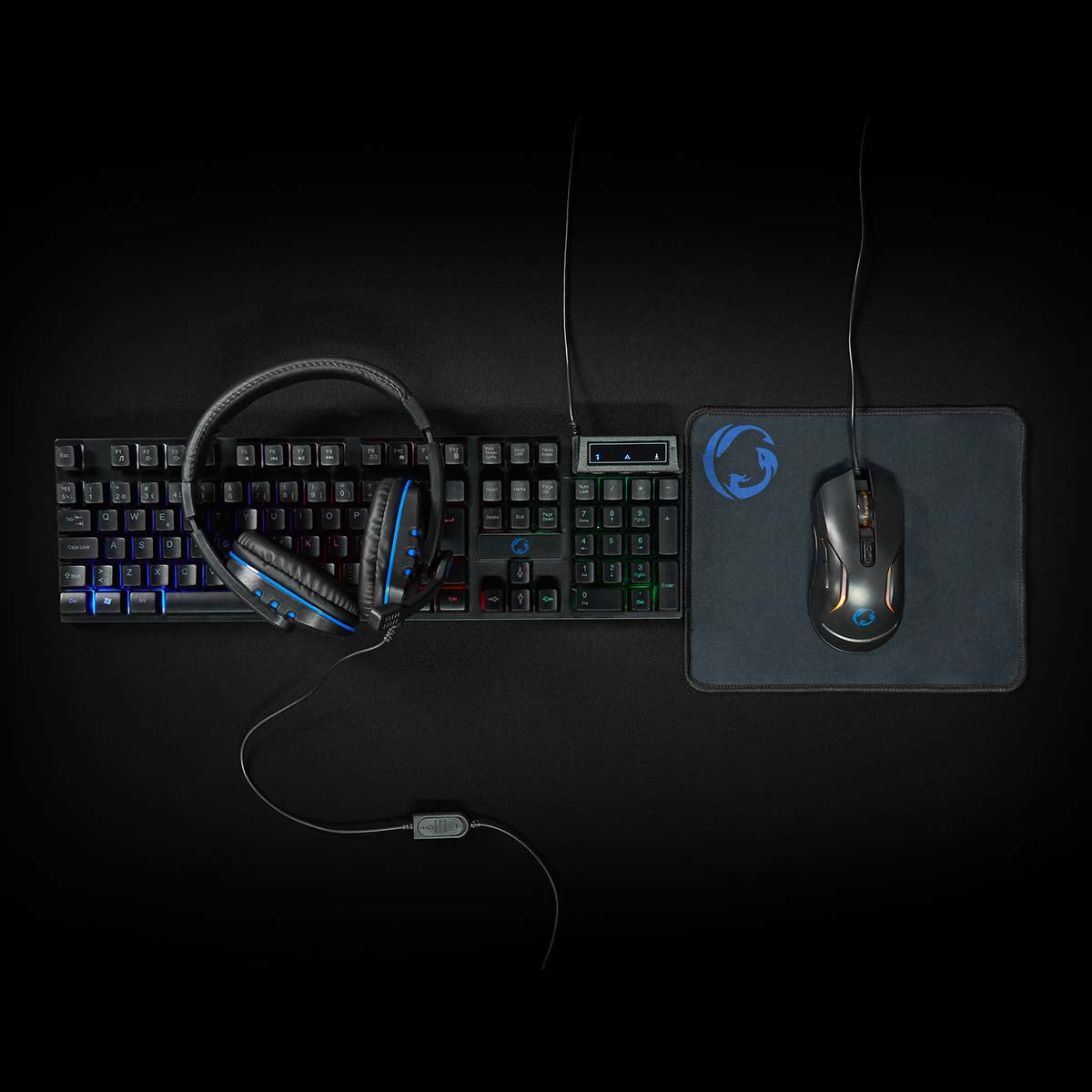 Gaming Combo Kit | 5-in-1 | Tastatur, Headset, Maus und Mauspad | Schwarz | QWERTY | ND-Layout