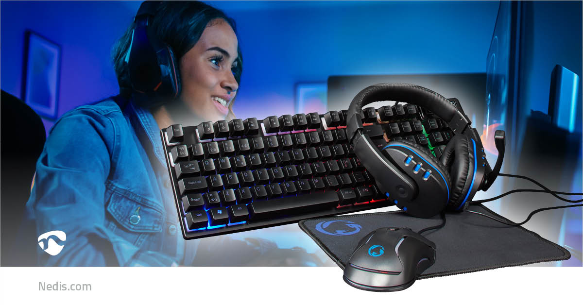 Gaming Combo Kit | 5-in-1 | Tastatur, Headset, Maus und Mauspad | Schwarz | QWERTY | ND-Layout