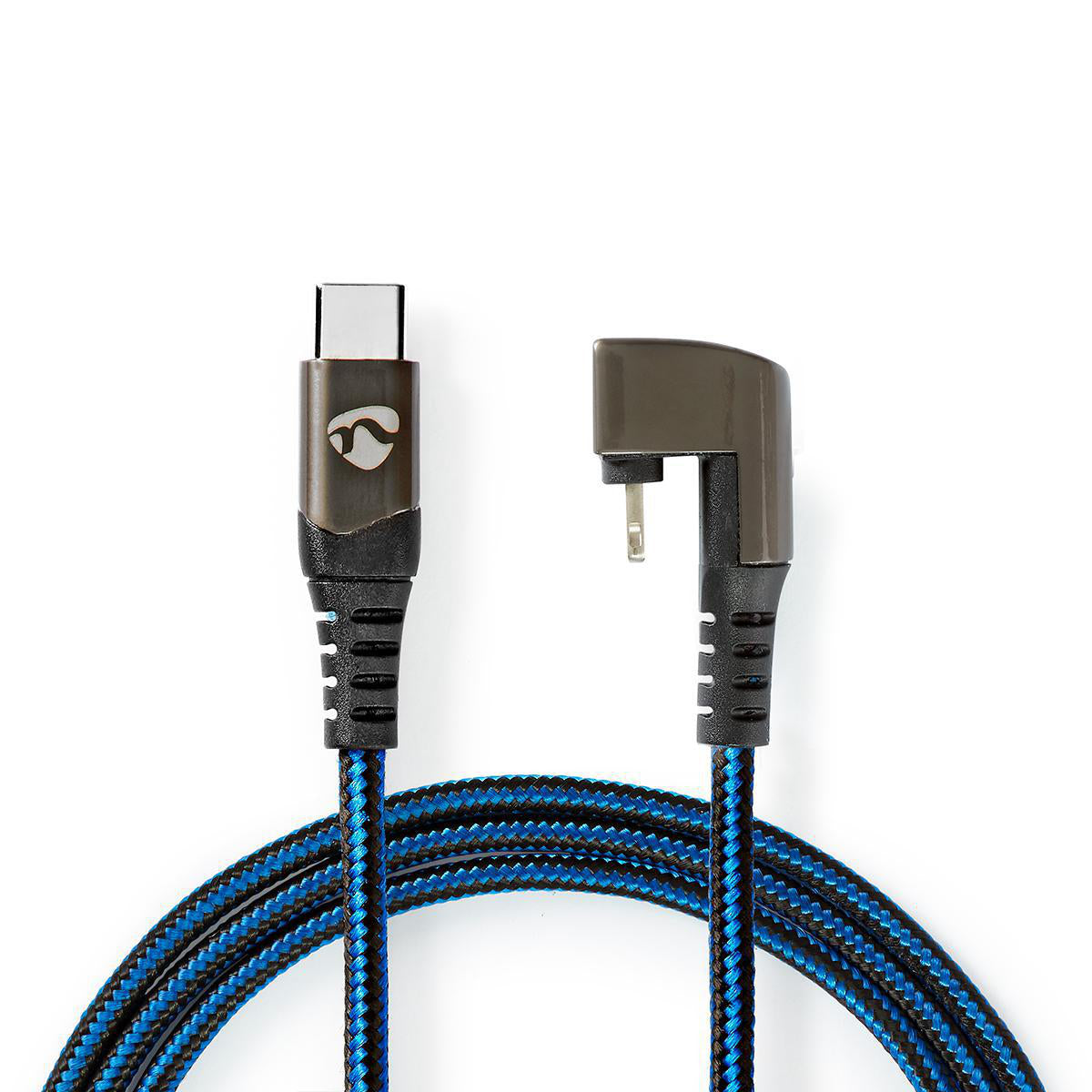 USB-Kabel | USB 2.0 | Apple Lightning 8-Pin | USB-C™ Stecker | 60 W | 480 Mbps | Vernickelt | 1.00 m | Rund | Geflochten / Nylon | Blau / Schwarz | Verpackung mit Sichtfenster