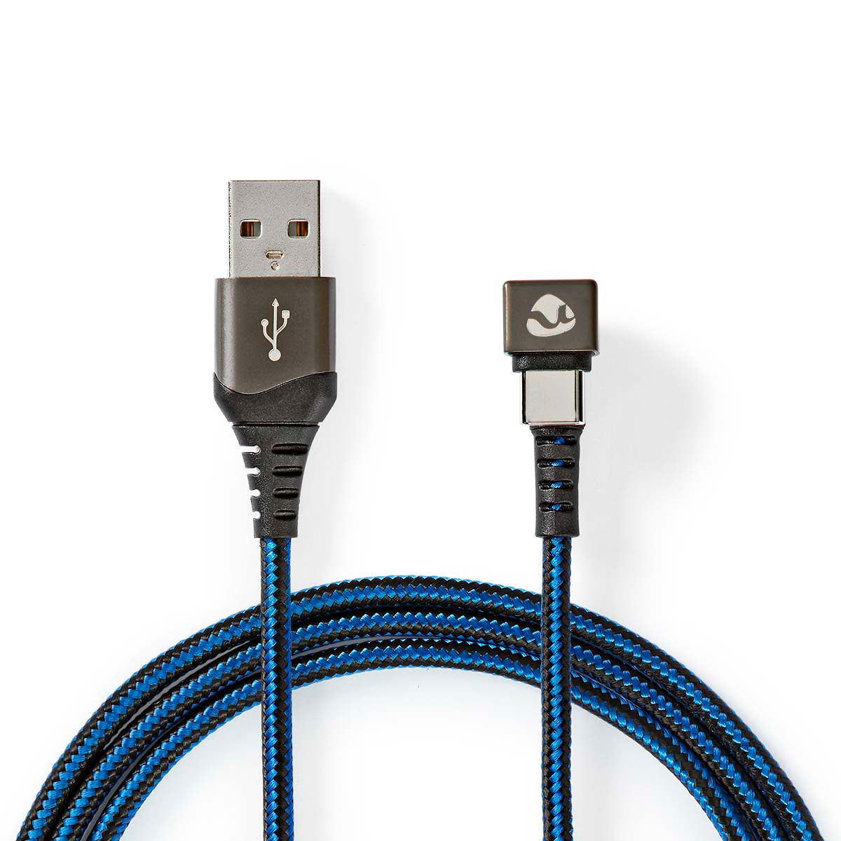 USB-Kabel | USB 2.0 | USB-A Stecker | USB-C™ Stecker | 480 Mbps | Vergoldet | 1.00 m | Rund | Geflochten / Nylon | Blau / Schwarz | Verpackung mit Sichtfenster