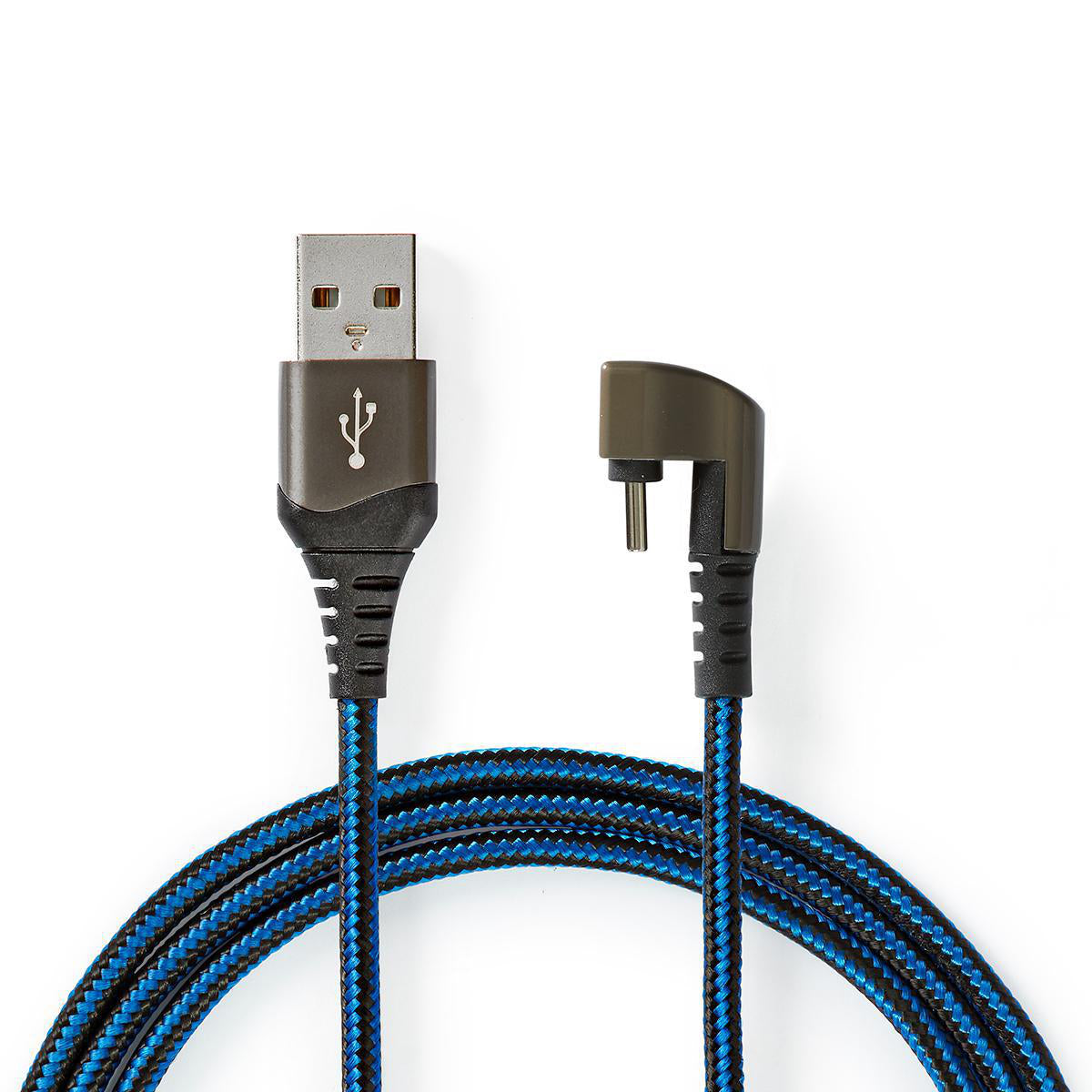 USB-Kabel | USB 2.0 | USB-A Stecker | USB-C™ Stecker | 480 Mbps | Vergoldet | 1.00 m | Rund | Geflochten / Nylon | Blau / Schwarz | Verpackung mit Sichtfenster