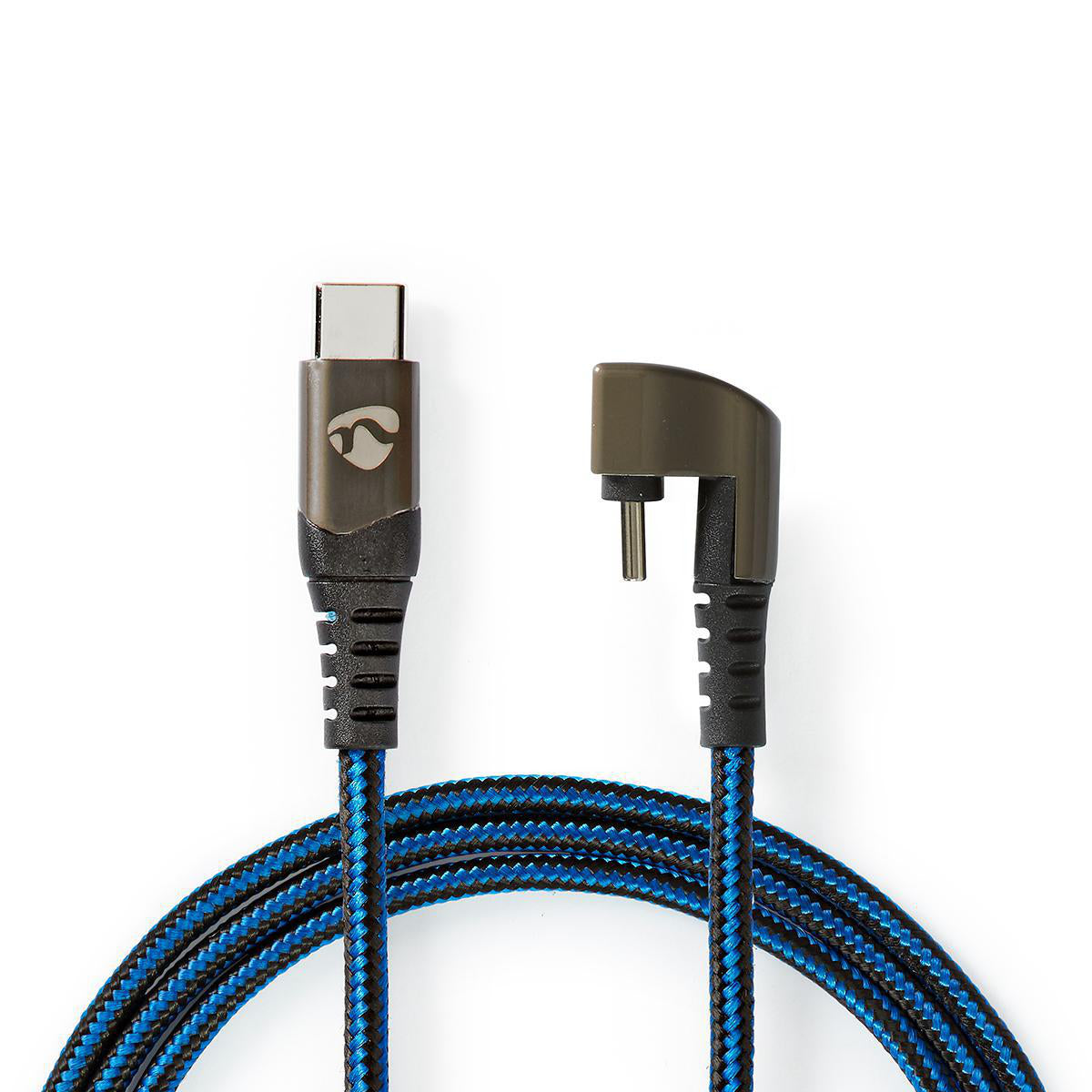 USB-Kabel | USB 2.0 | USB-C™ Stecker | USB-C™ Stecker | 480 Mbps | Vergoldet | 1.00 m | Rund | Geflochten / Nylon | Blau / Schwarz | Verpackung mit Sichtfenster